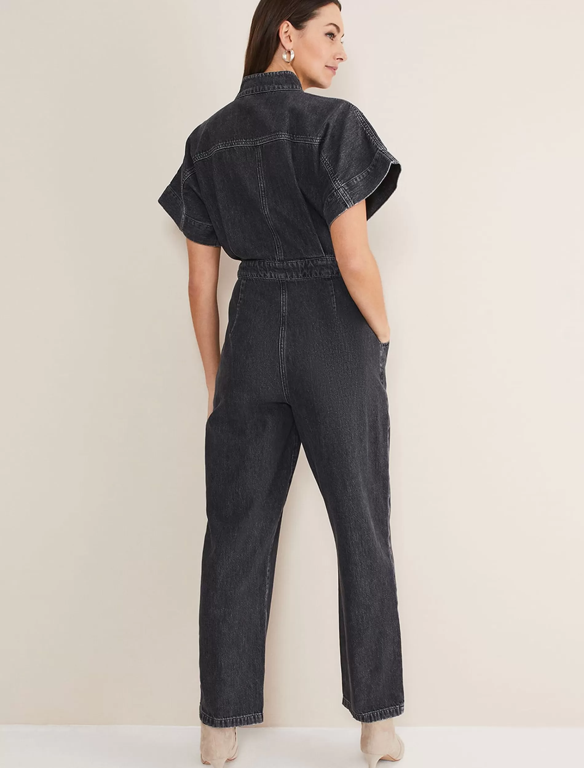 Phase Eight Tilda Denim Jumpsuit Washed Black New