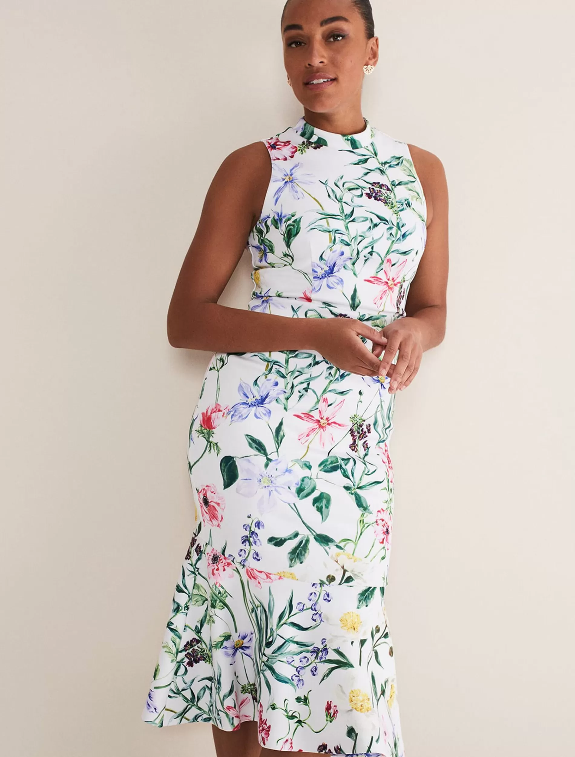 Phase Eight Tina Floral Fit And Flare Midi Dress Multi-Coloured Cheap