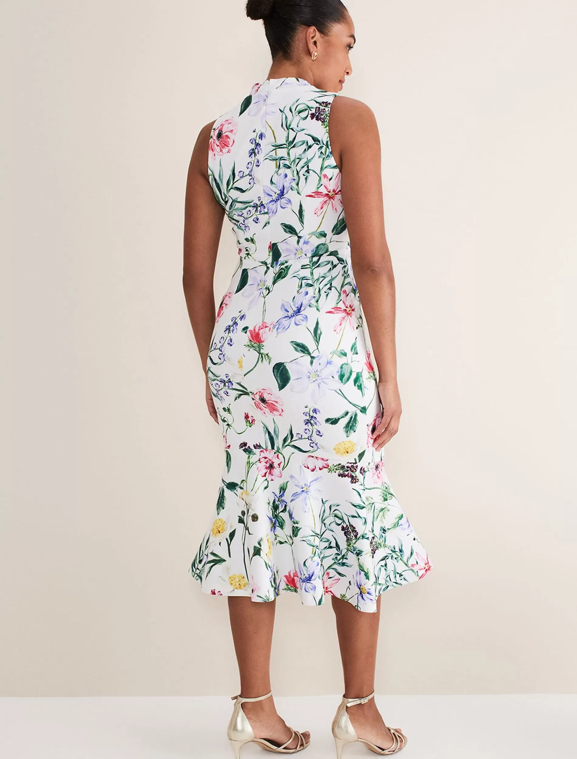Phase Eight Tina Floral Fit And Flare Midi Dress Multi-Coloured Cheap