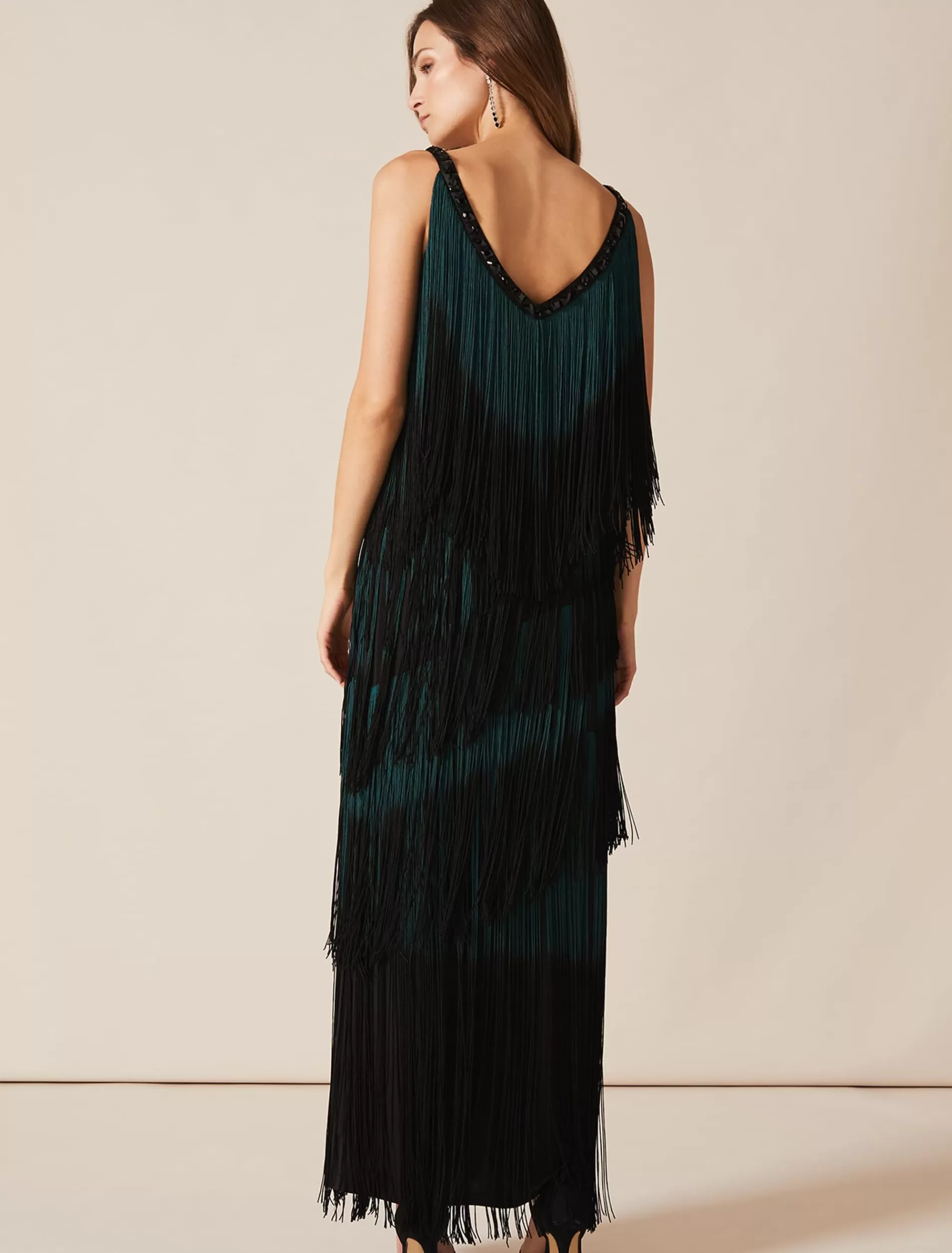 Phase Eight Tina Tassel Dress Black/Forest Cheap