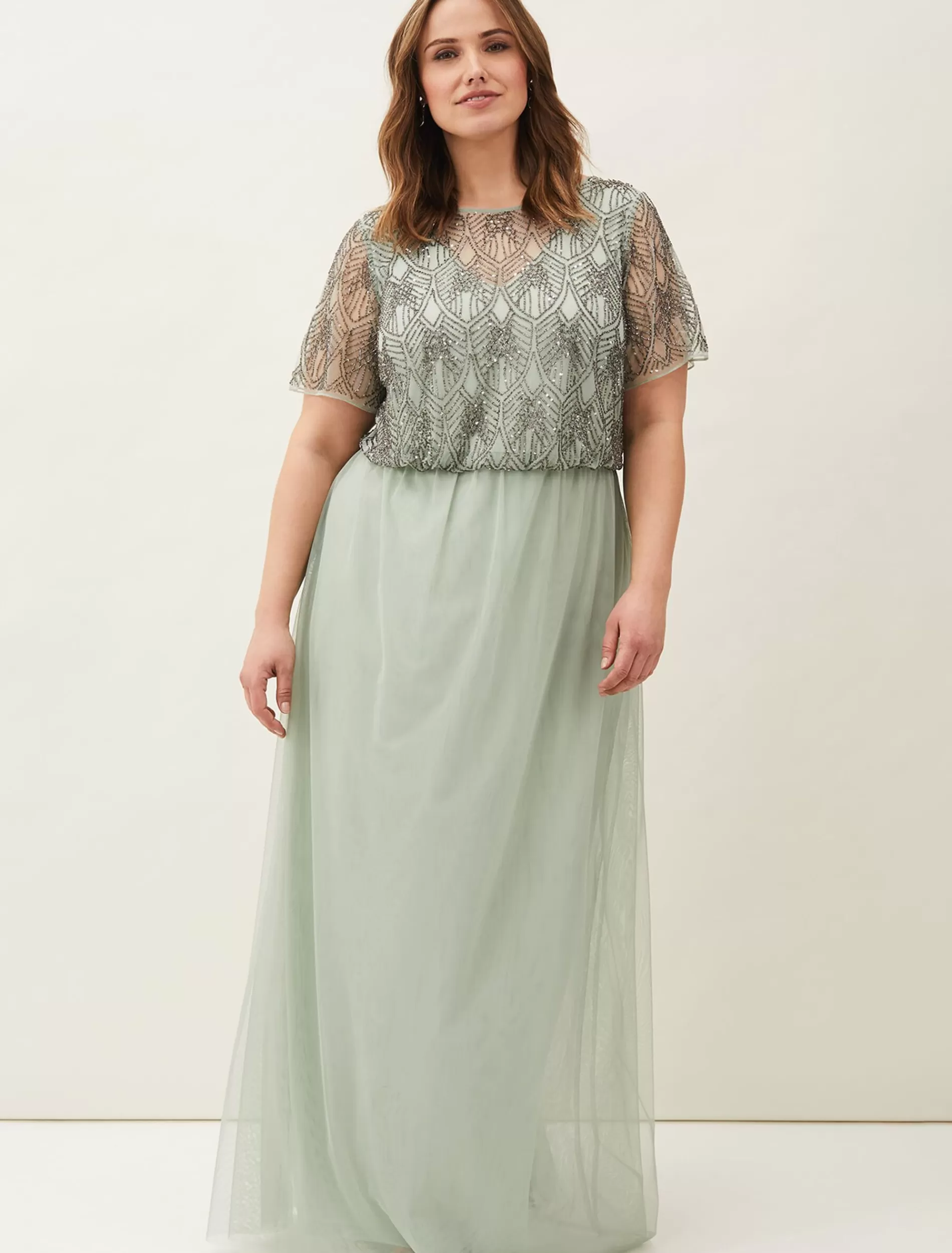 Phase Eight Tomasi Beaded Tulle Maxi Dress Mint Best Sale