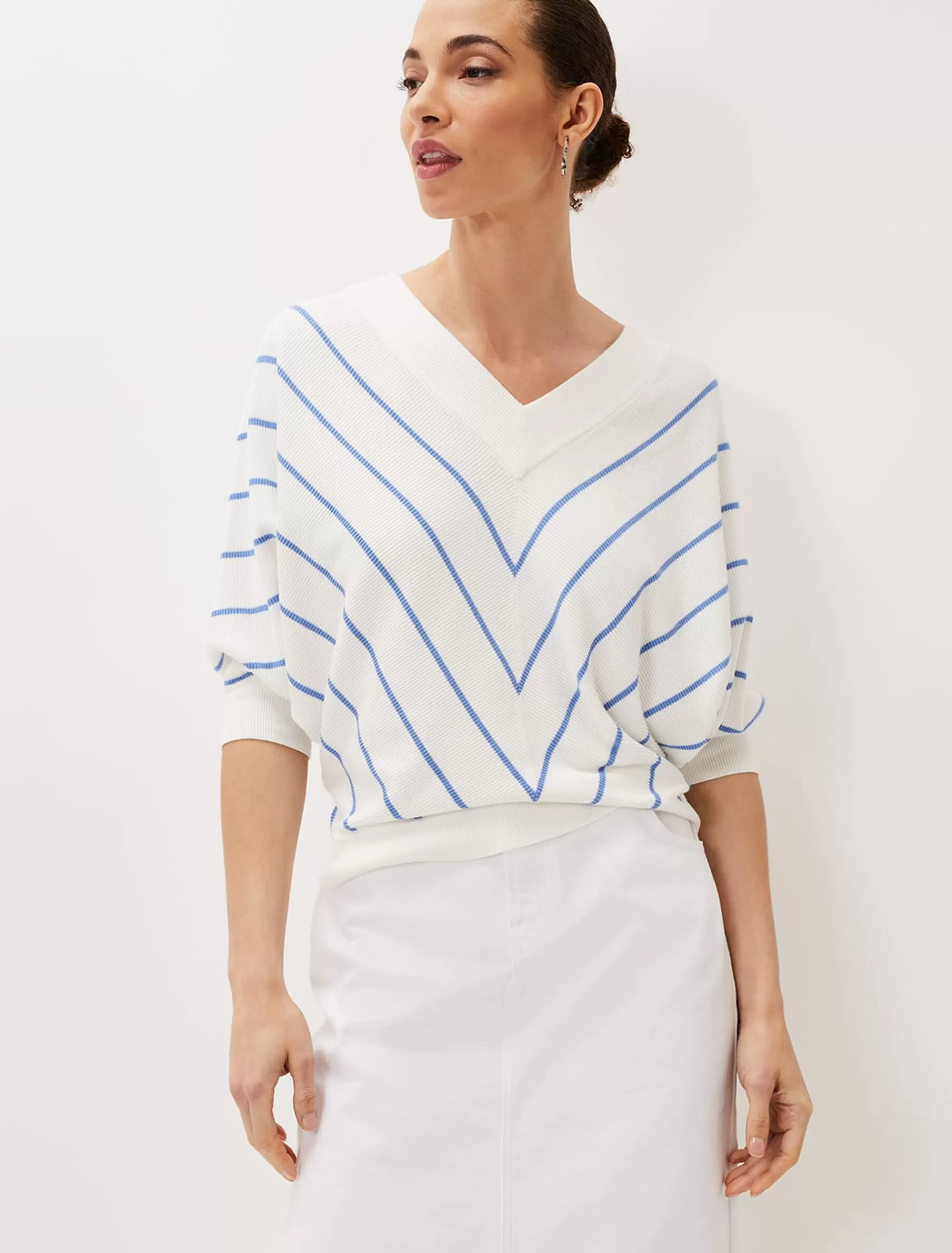 Phase Eight Tori Textured Stripe Knit Jumper Blue/White Best