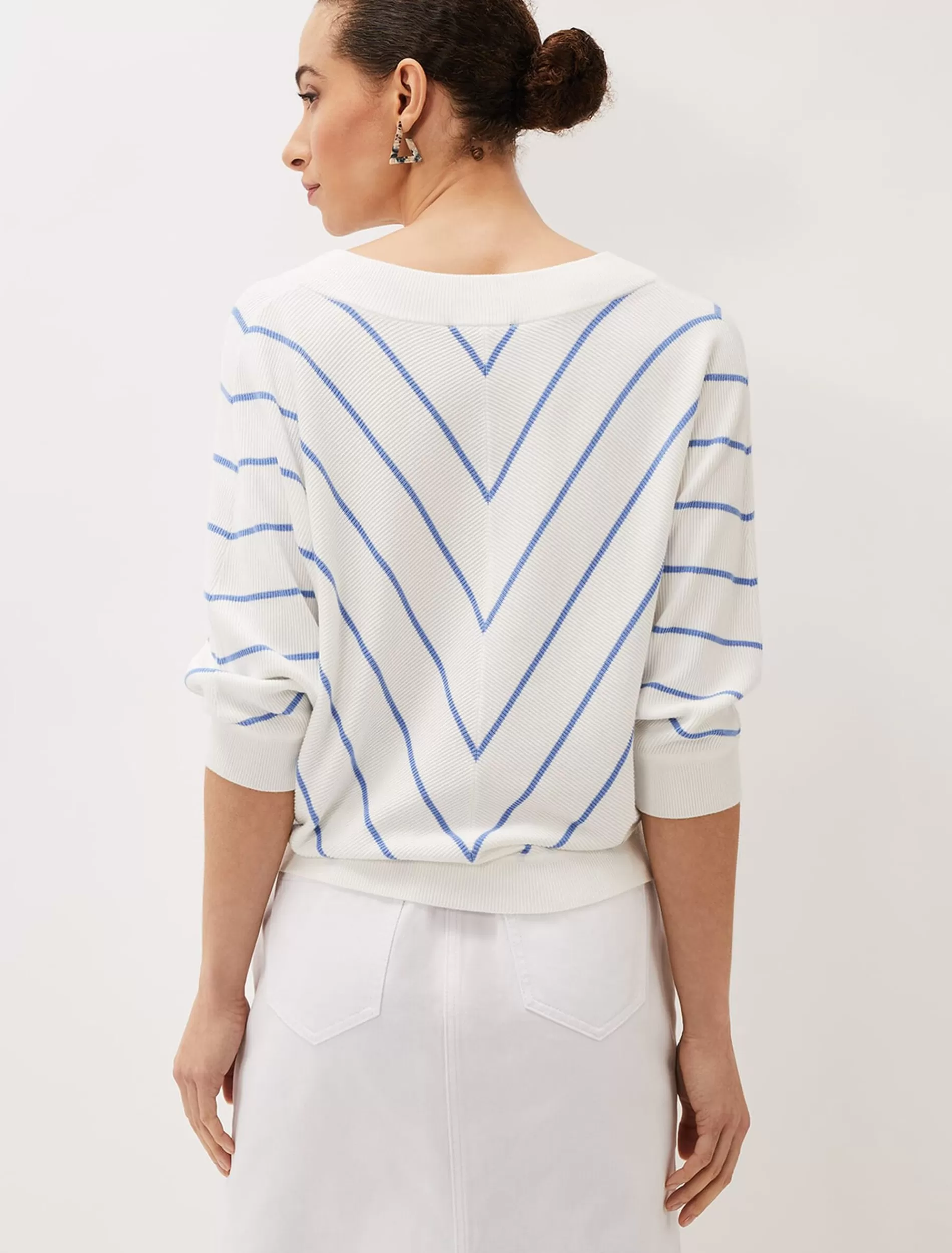 Phase Eight Tori Textured Stripe Knit Jumper Blue/White Best