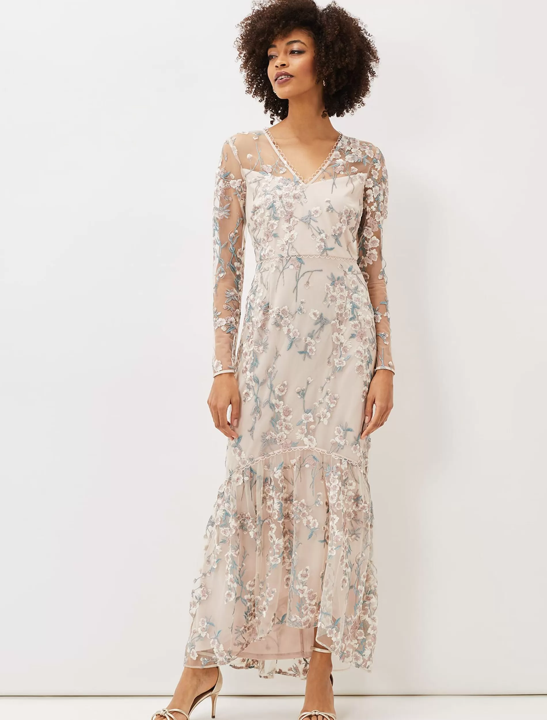 Phase Eight Trisha Embroidered Maxi Dress Soft Rose Discount