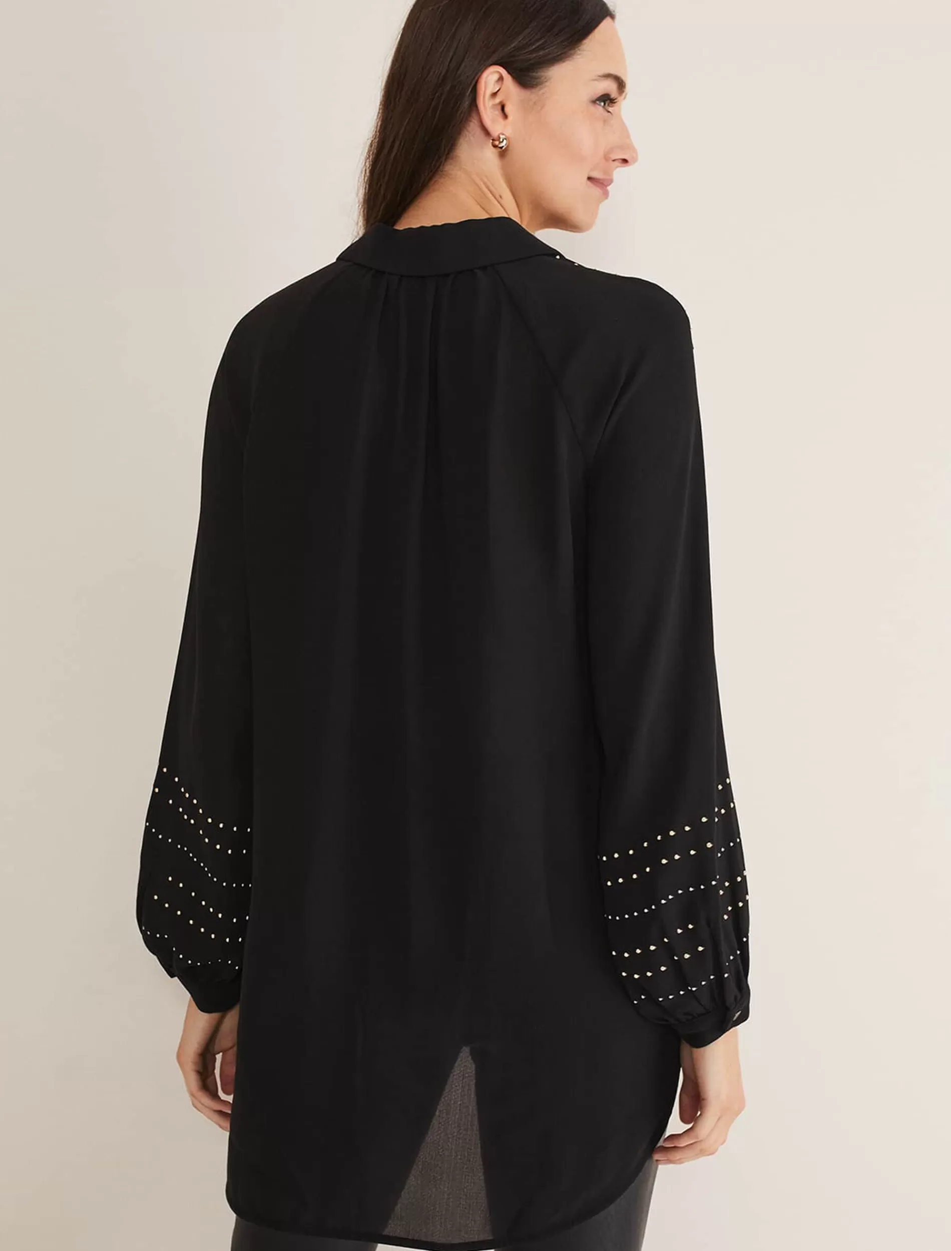 Phase Eight Tullulah Heatfix Sleeve Tunic Blouse Black Clearance