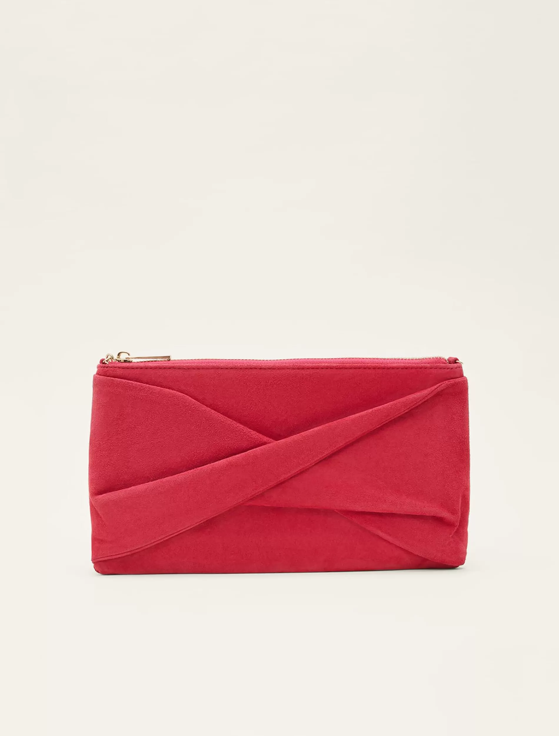 Phase Eight Twist Front Clutch Bag Lipstick Hot