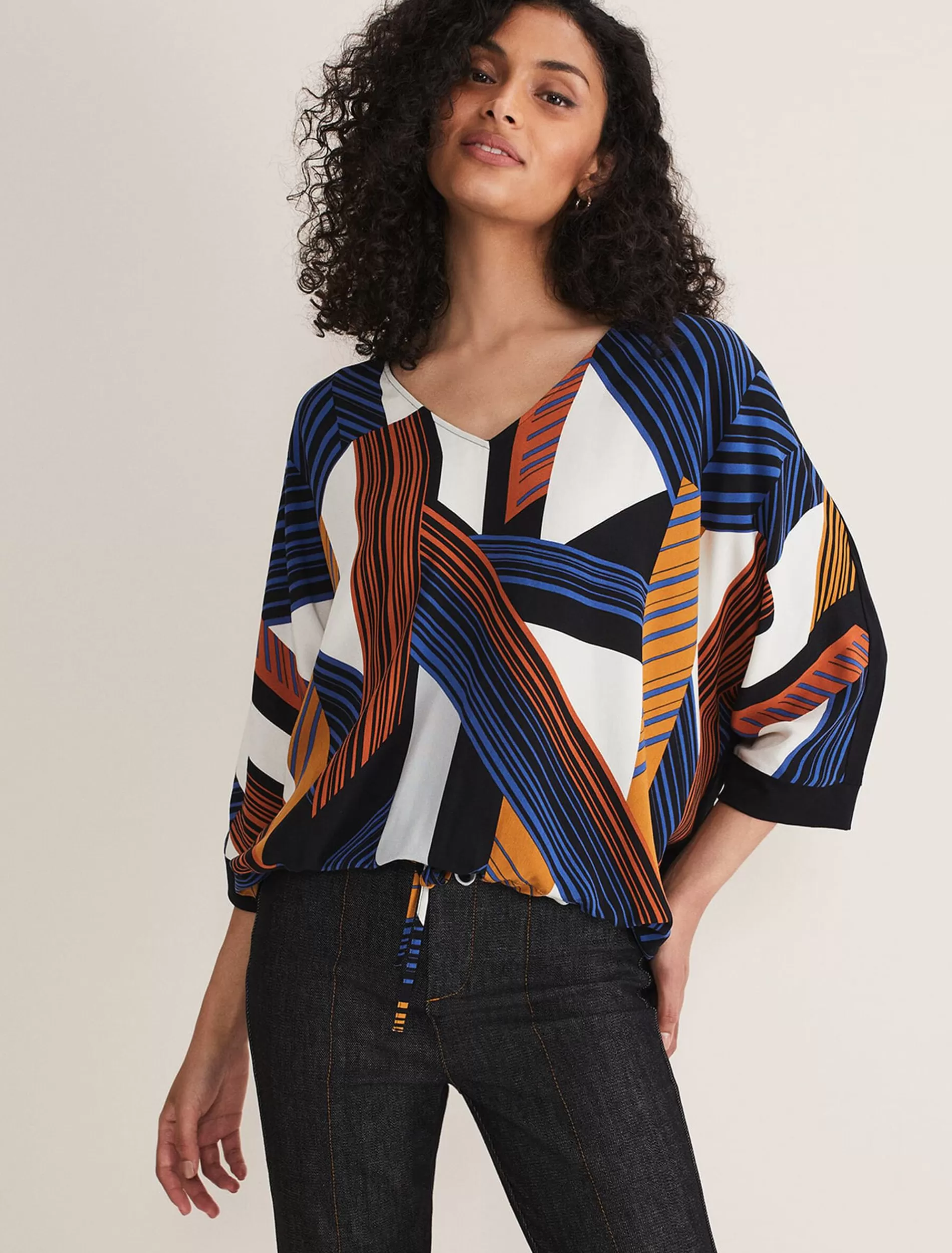 Phase Eight Tzara V Neck Top Black/Multi Cheap