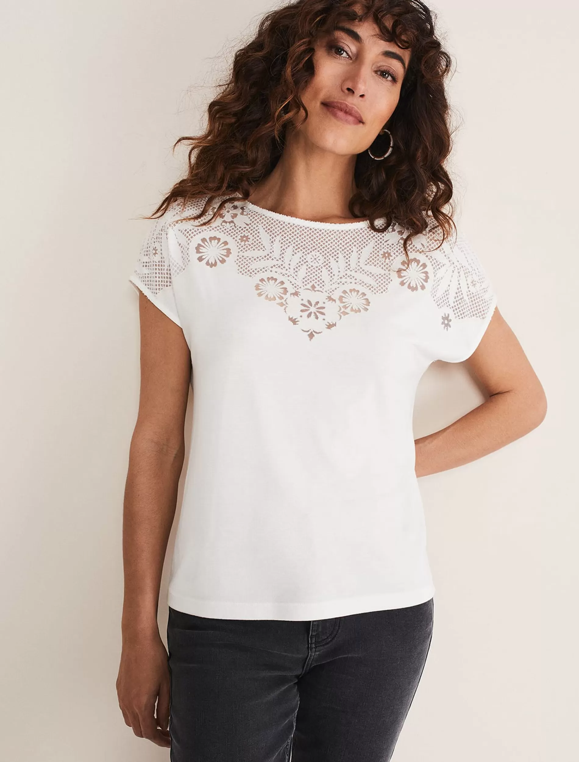 Phase Eight Ulla Placement Burnout Top Ivory Clearance