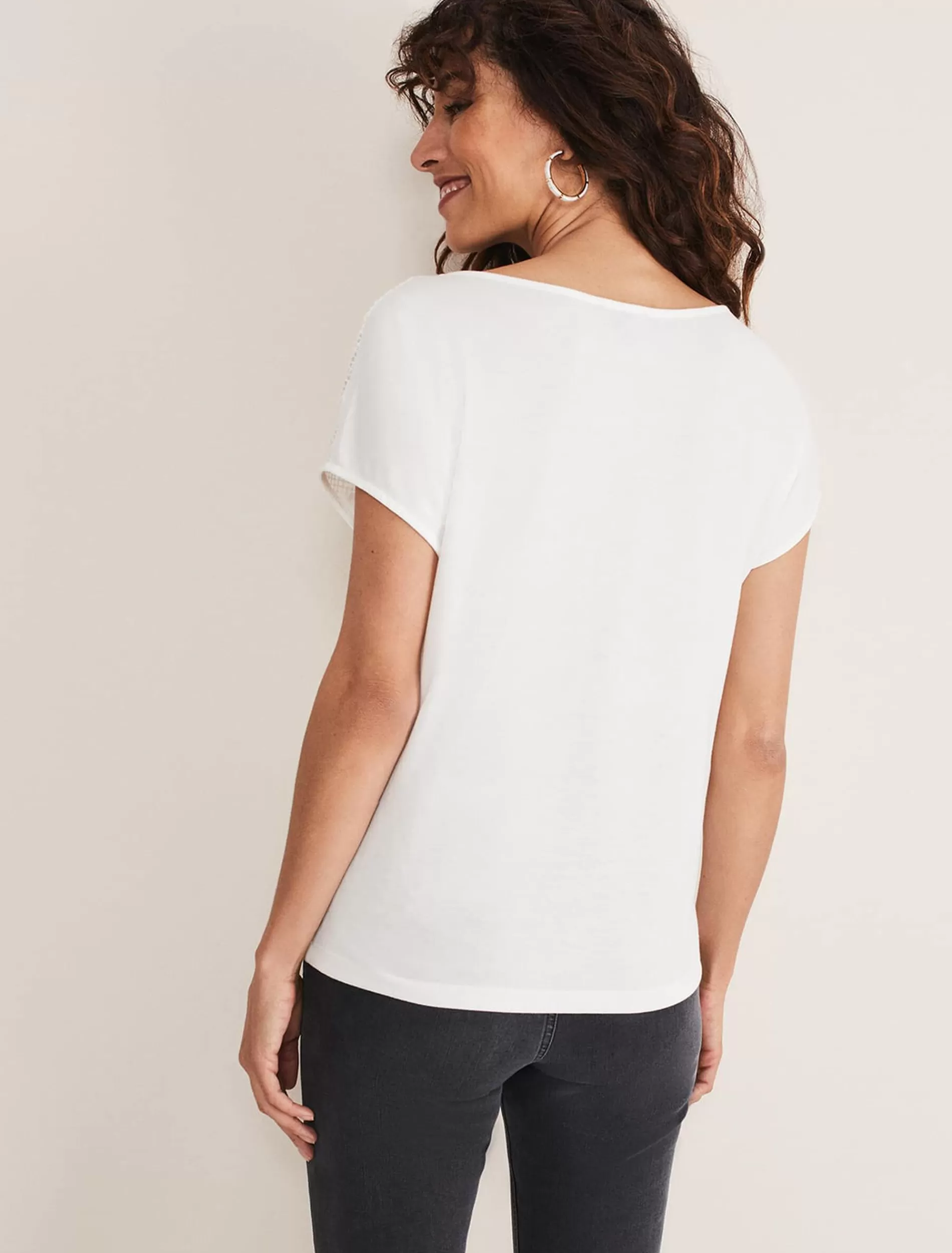 Phase Eight Ulla Placement Burnout Top Ivory Clearance