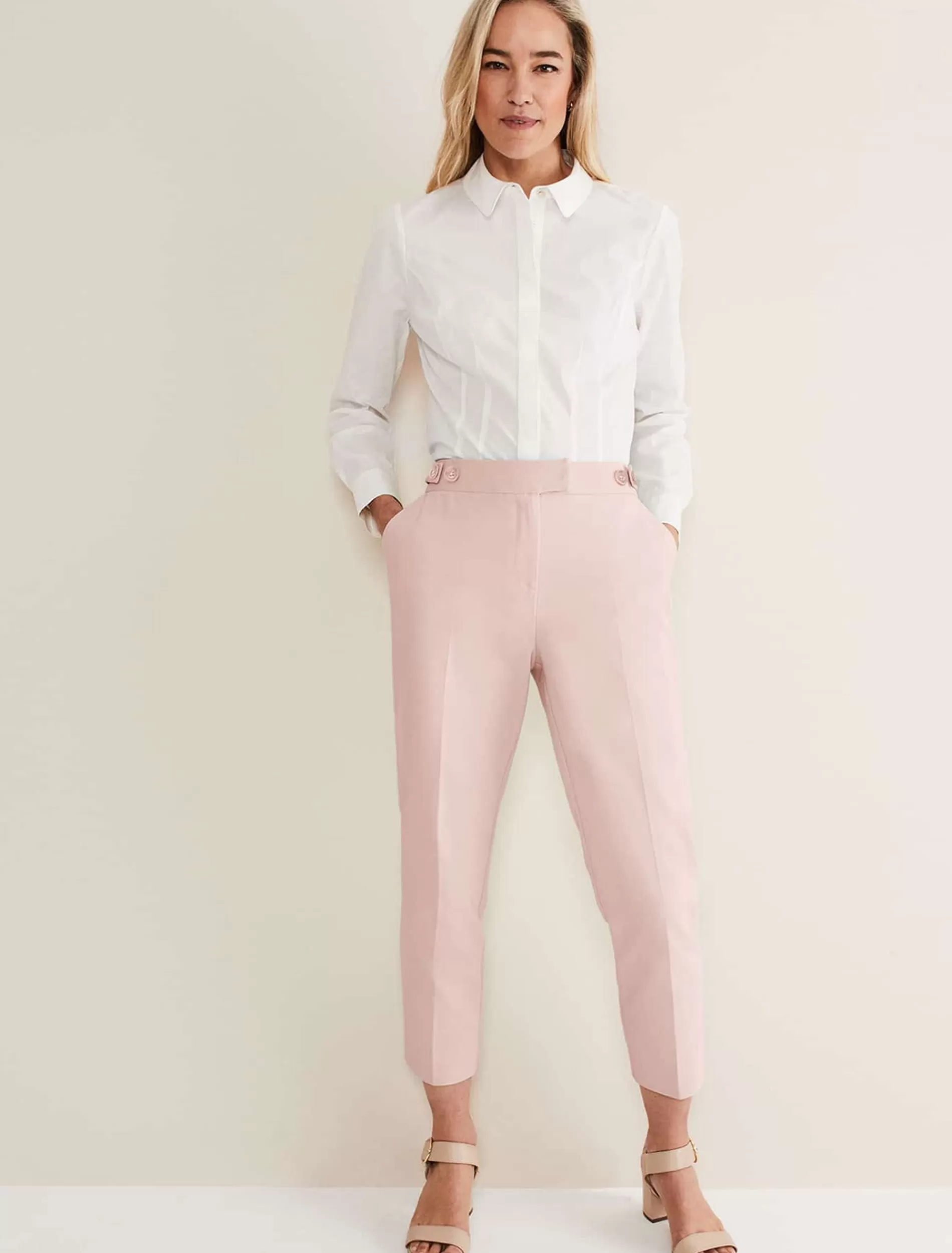 Phase Eight Ulrica Straight Leg Trousers Pale Pink Clearance