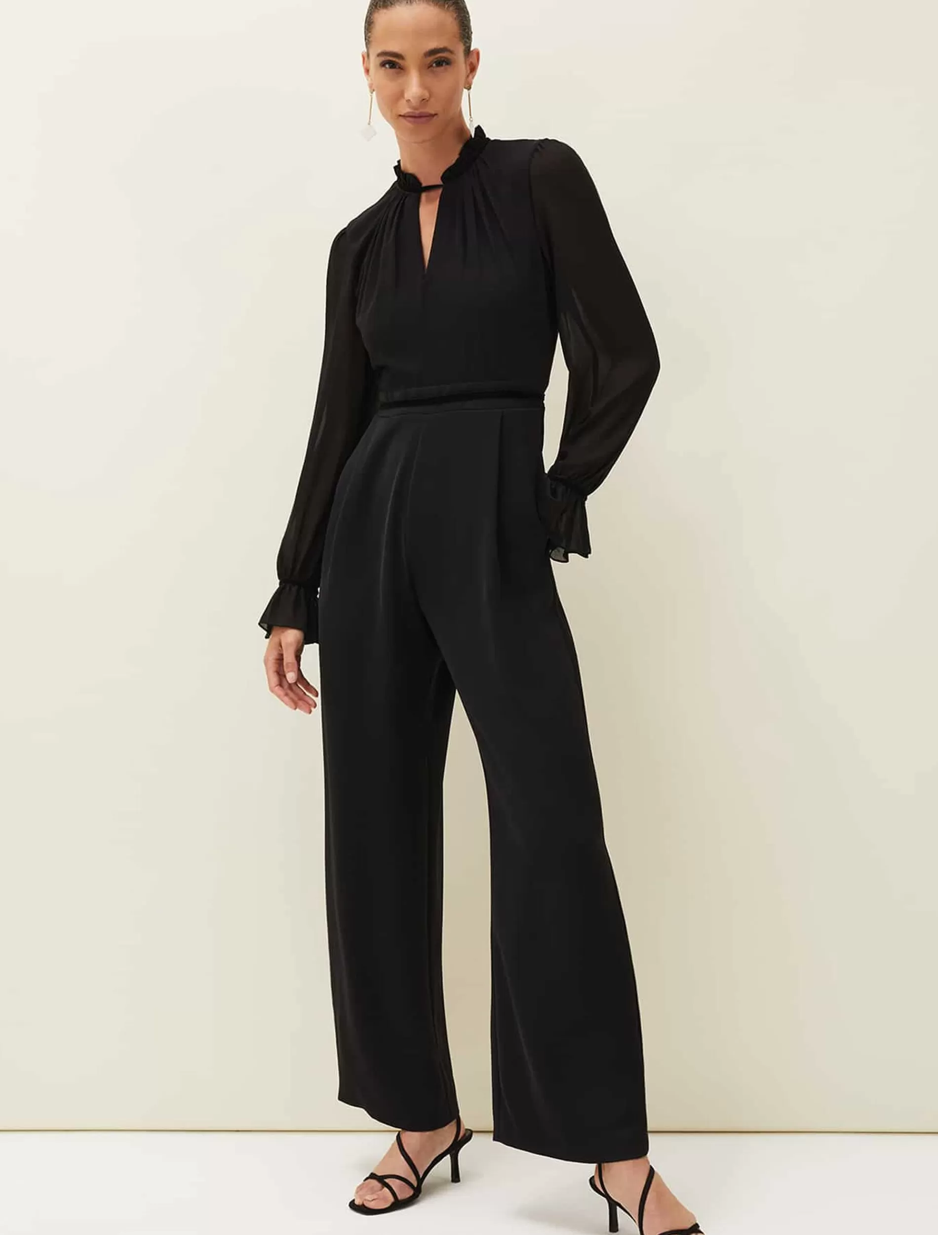 Phase Eight Una Velvet Trim Jumpsuit Black Cheap