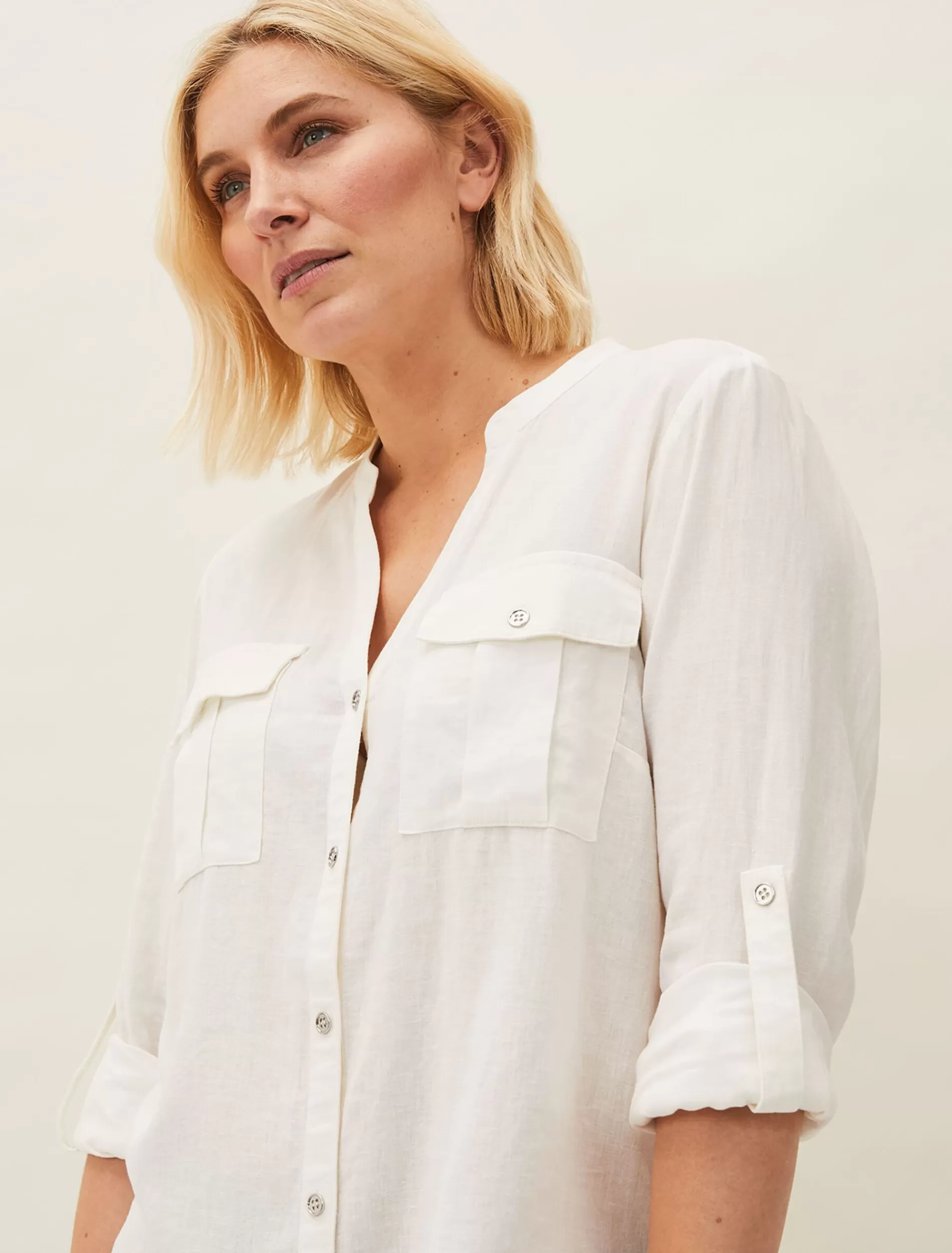 Phase Eight Valdita Linen Shirt White Clearance