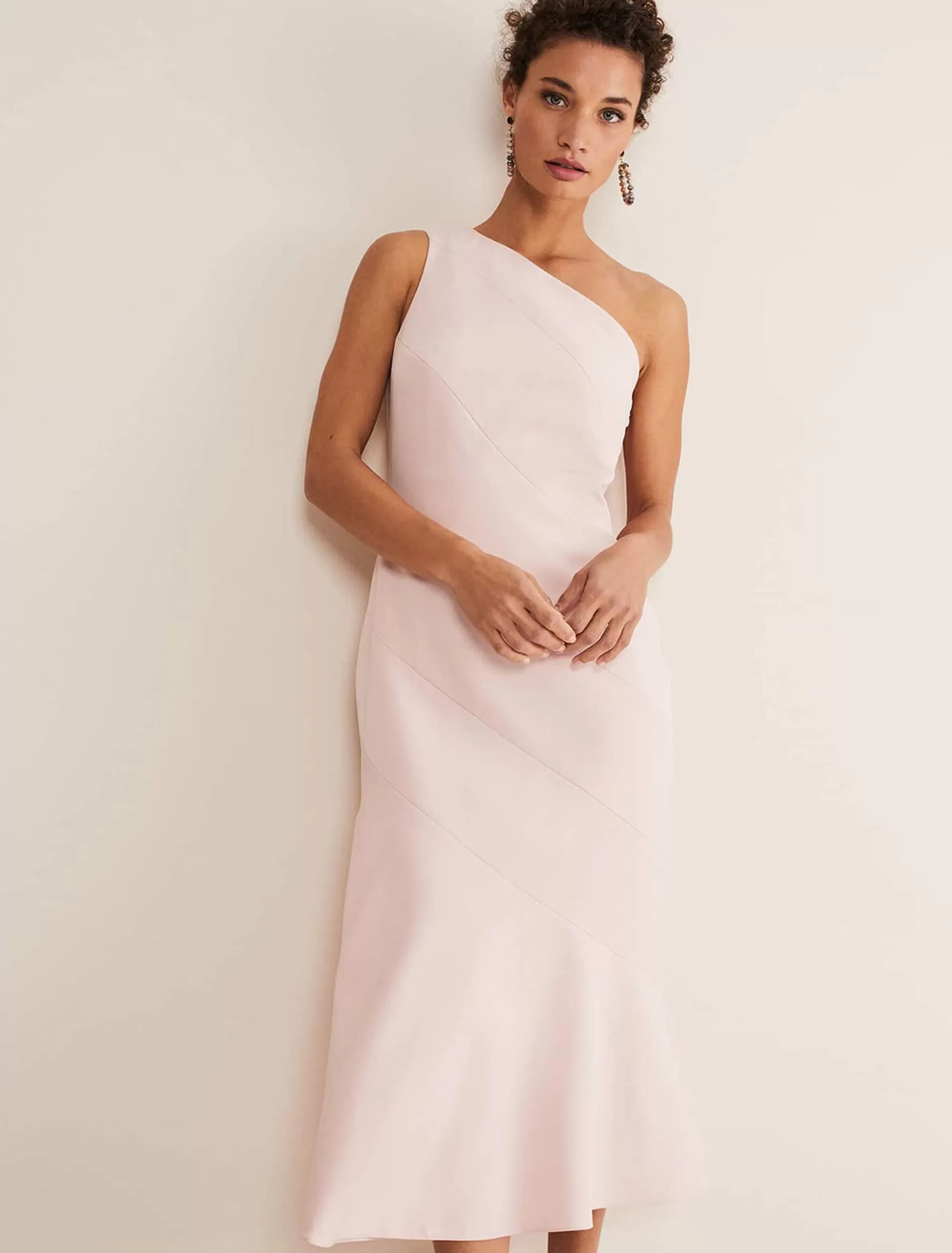 Phase Eight Valencia One Shoulder Midaxi Dress Petal Pink Flash Sale