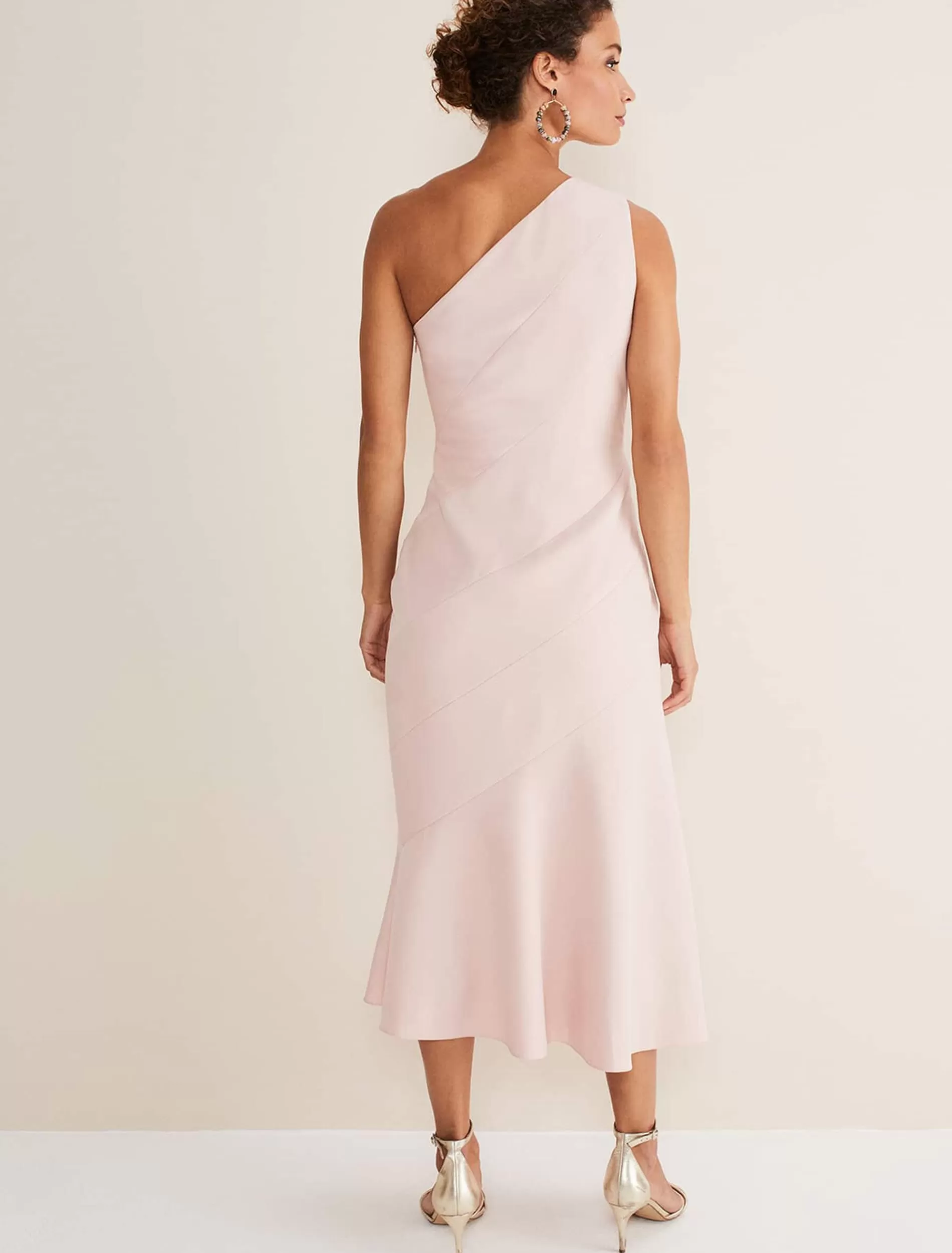 Phase Eight Valencia One Shoulder Midaxi Dress Petal Pink Flash Sale