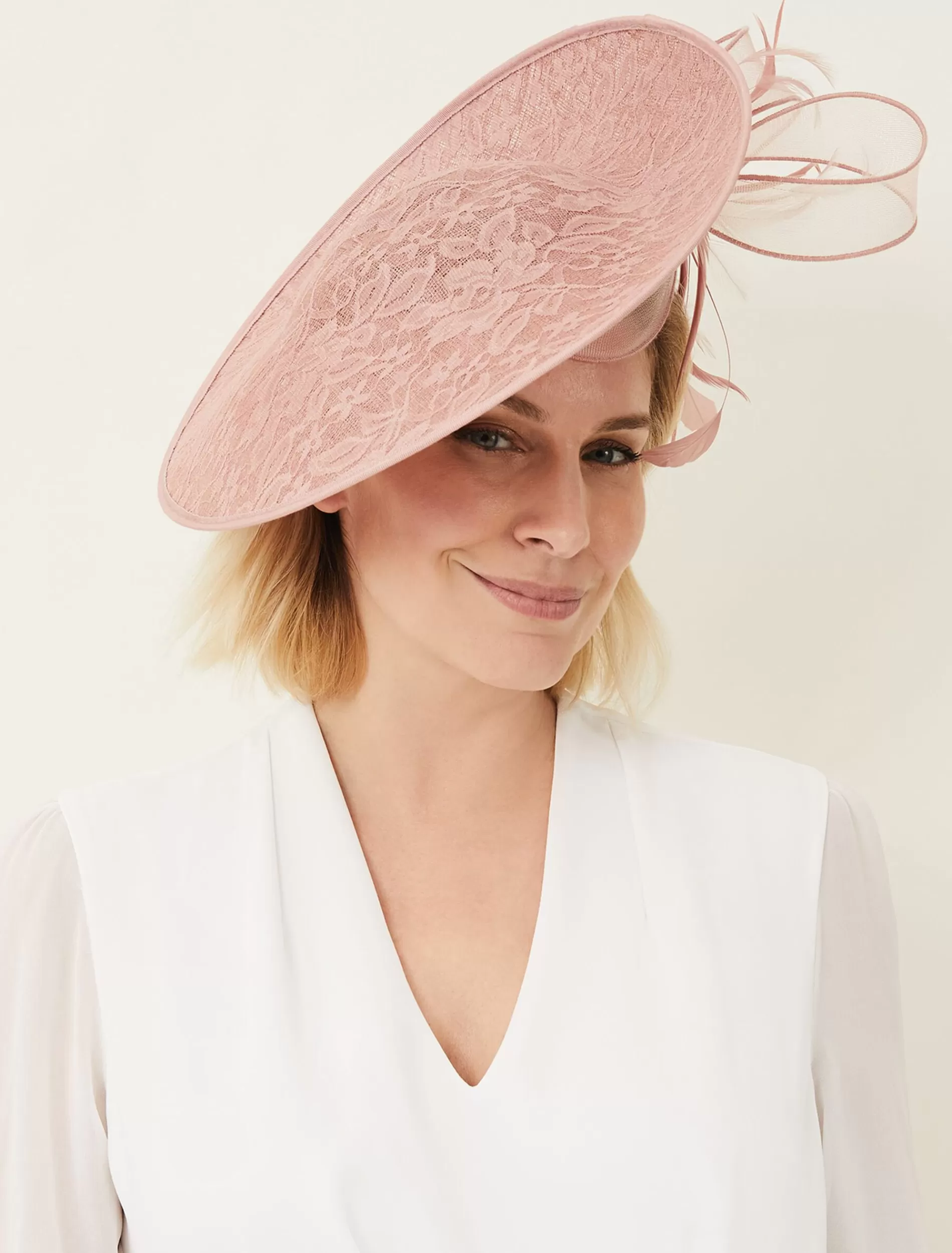 Phase Eight Valens Lace Underbrim Fascinator Ballet Pink Best