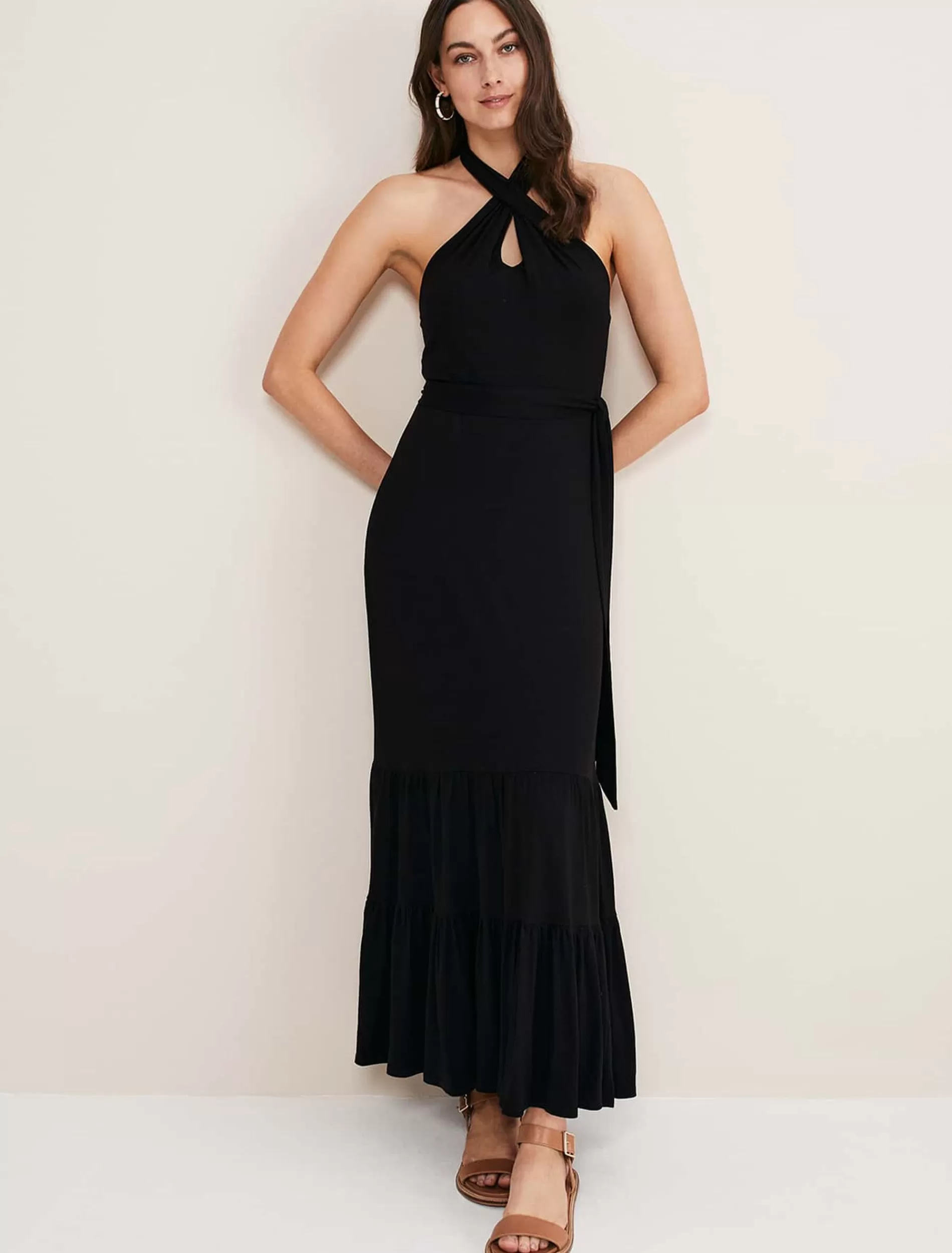 Phase Eight Valeria Jersey Halter Neck Dress Black Sale
