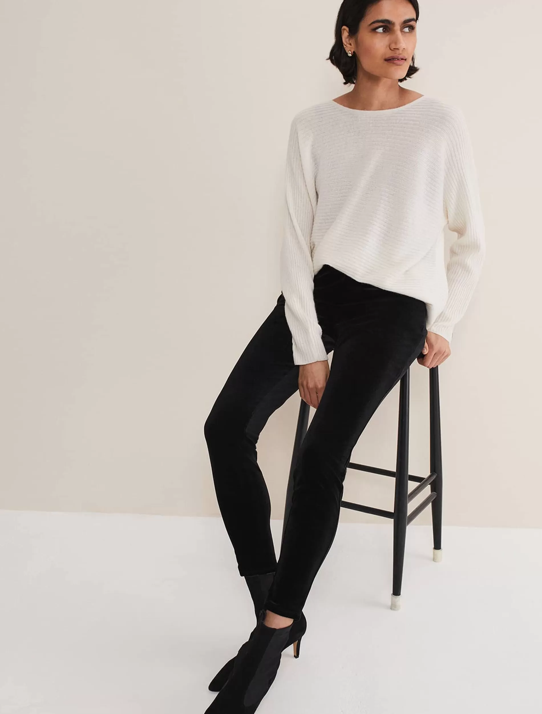 Phase Eight Valerie Velvet Leggings Black Cheap