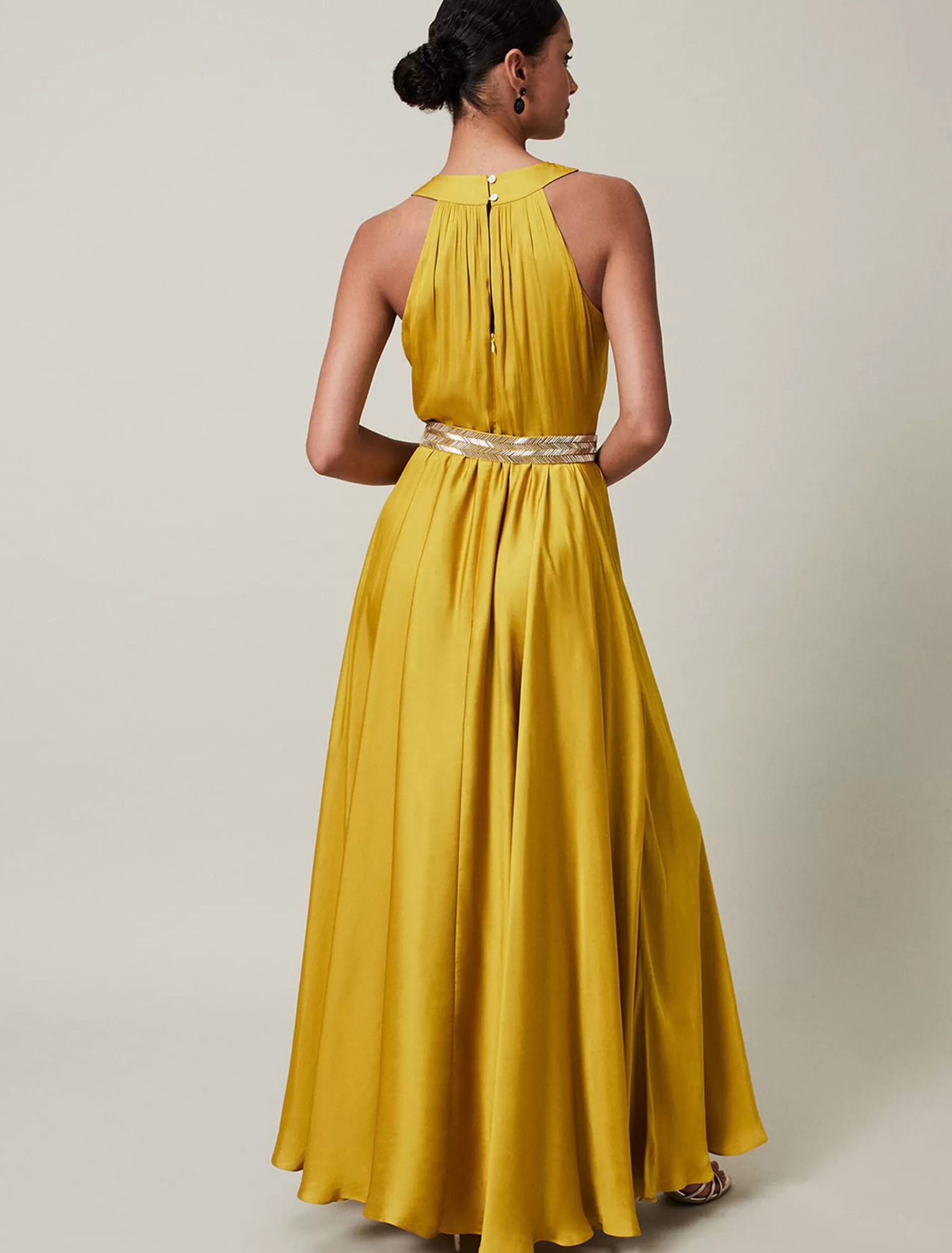 Phase Eight Vanessa Beaded Belt Maxi Dress Chartreuse Clearance