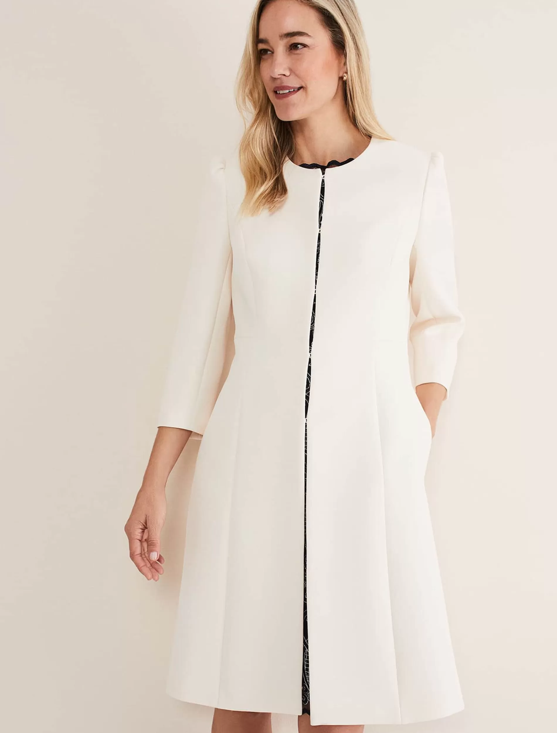 Phase Eight Venita Bow Long Jacket Neutral Hot