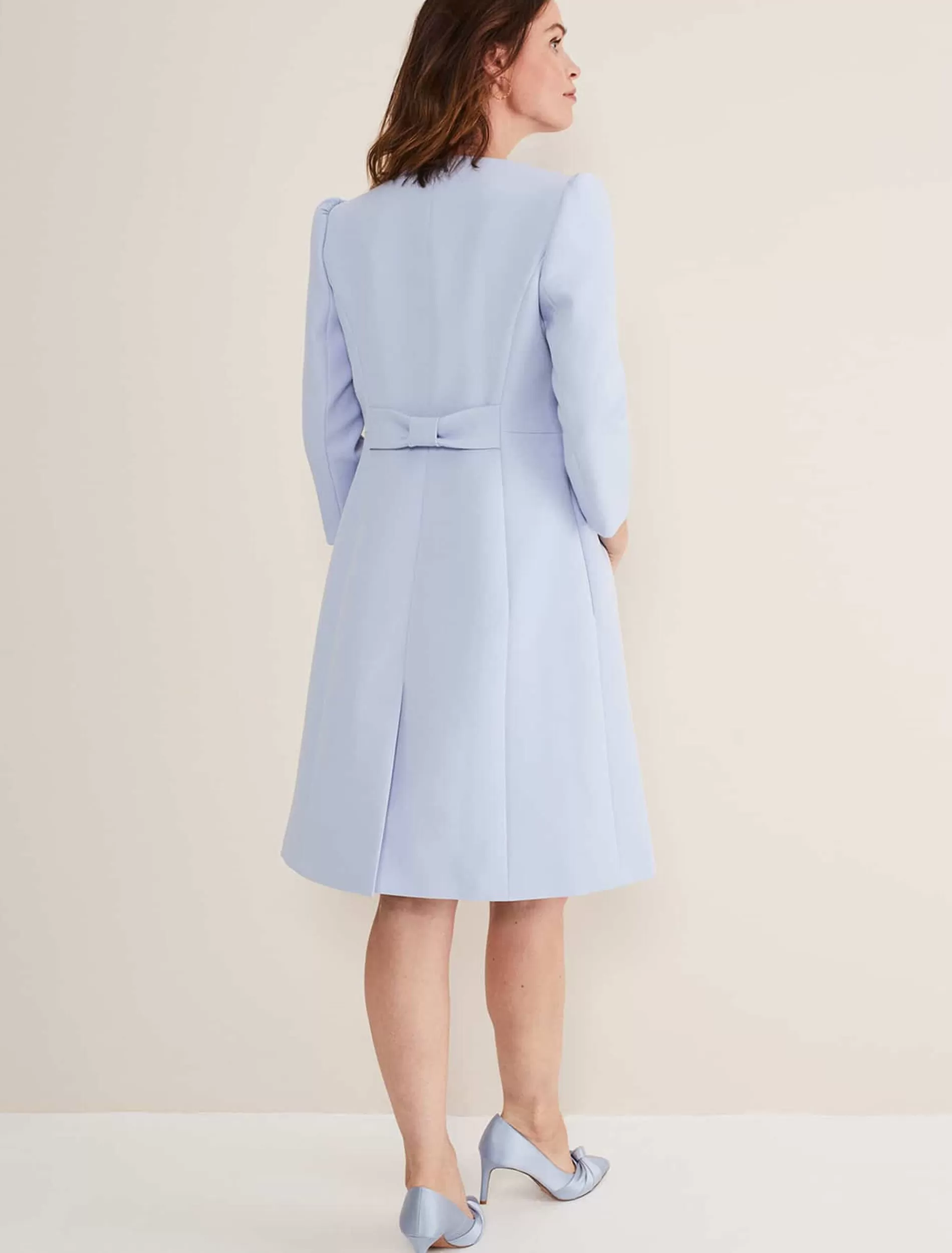 Phase Eight Venita Bow Long Jacket Light Cornflower Clearance