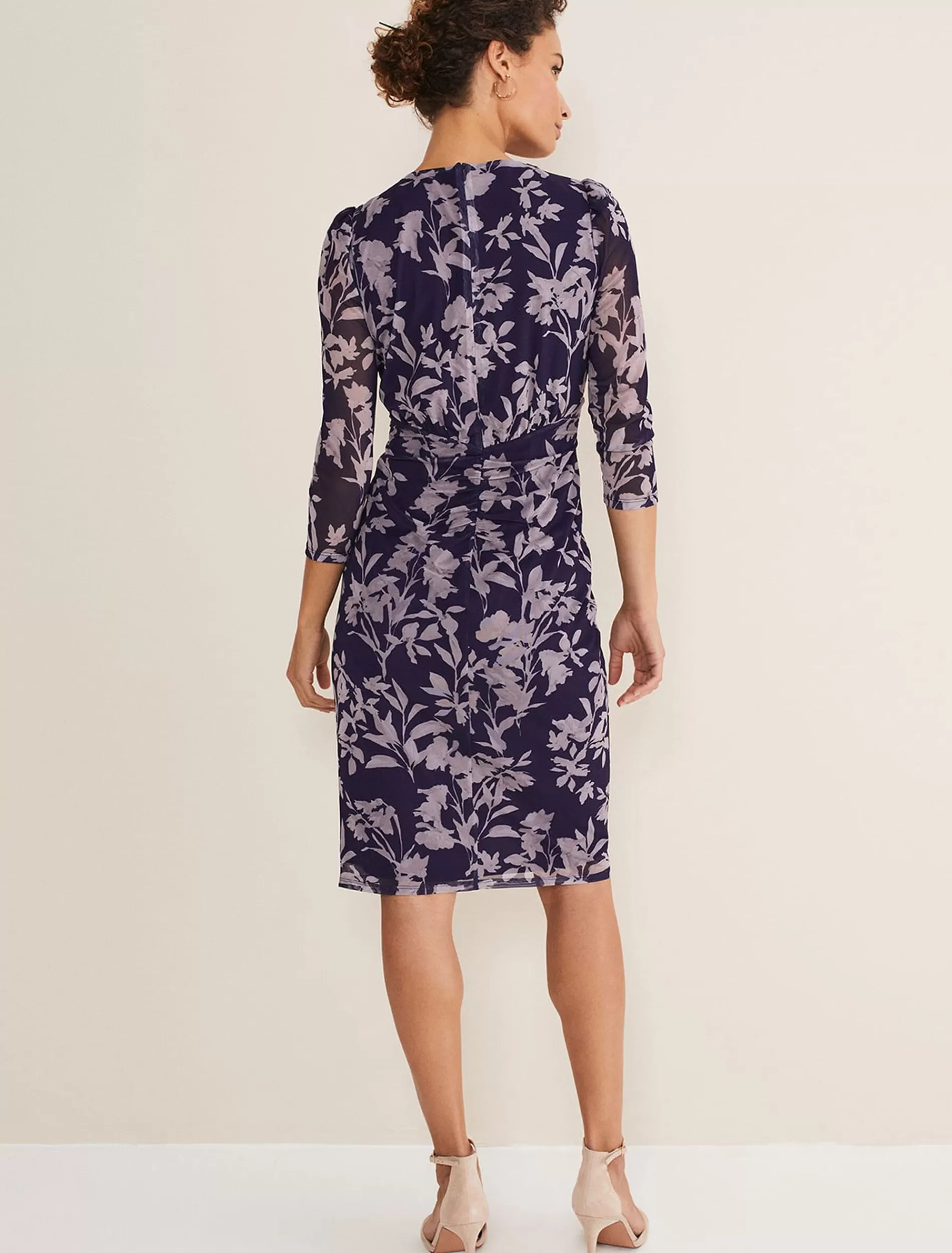 Phase Eight Vera Floral Midi Dress Latte/Navy Flash Sale