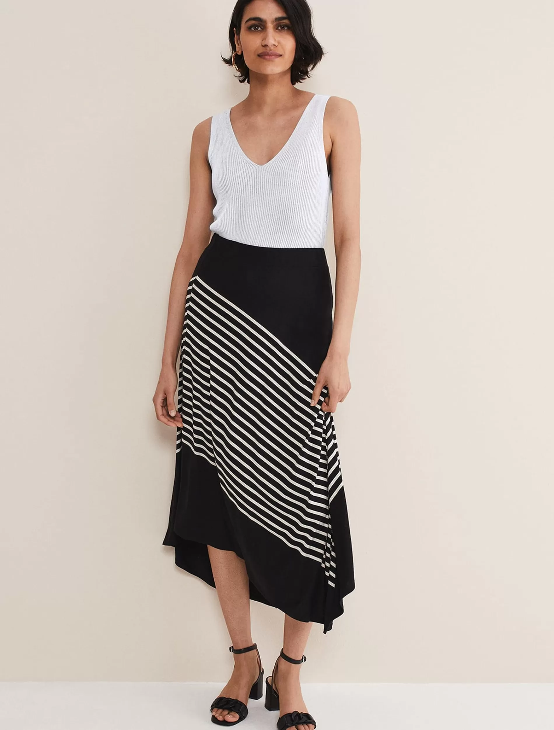 Phase Eight Veritty Stripe Skirt Black/Ivory Online