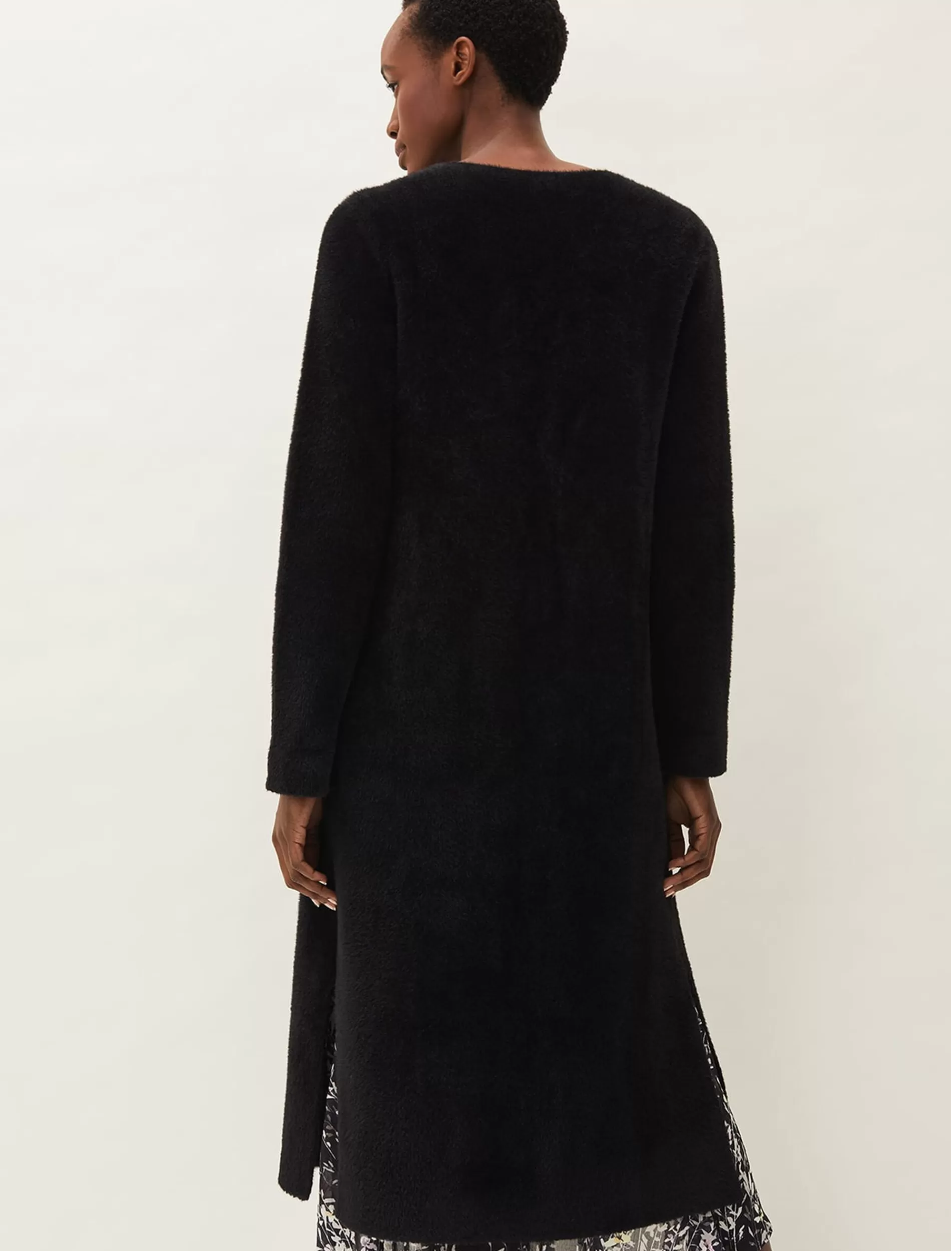 Phase Eight Vicki Fluffy Split Side Coat Black Discount