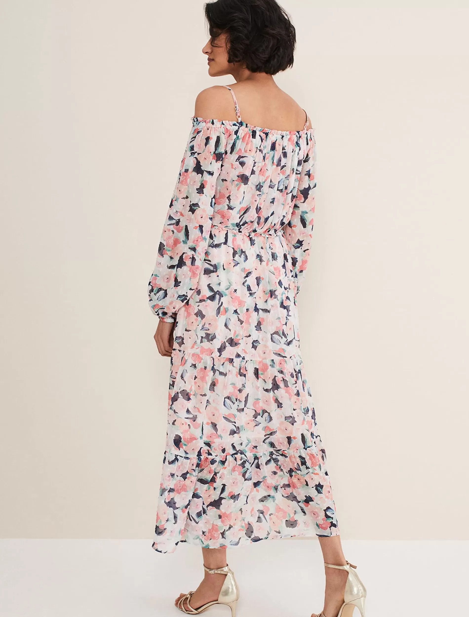 Phase Eight Vicky Off Shoulder Printed Dress Multi-Coloured Fashion