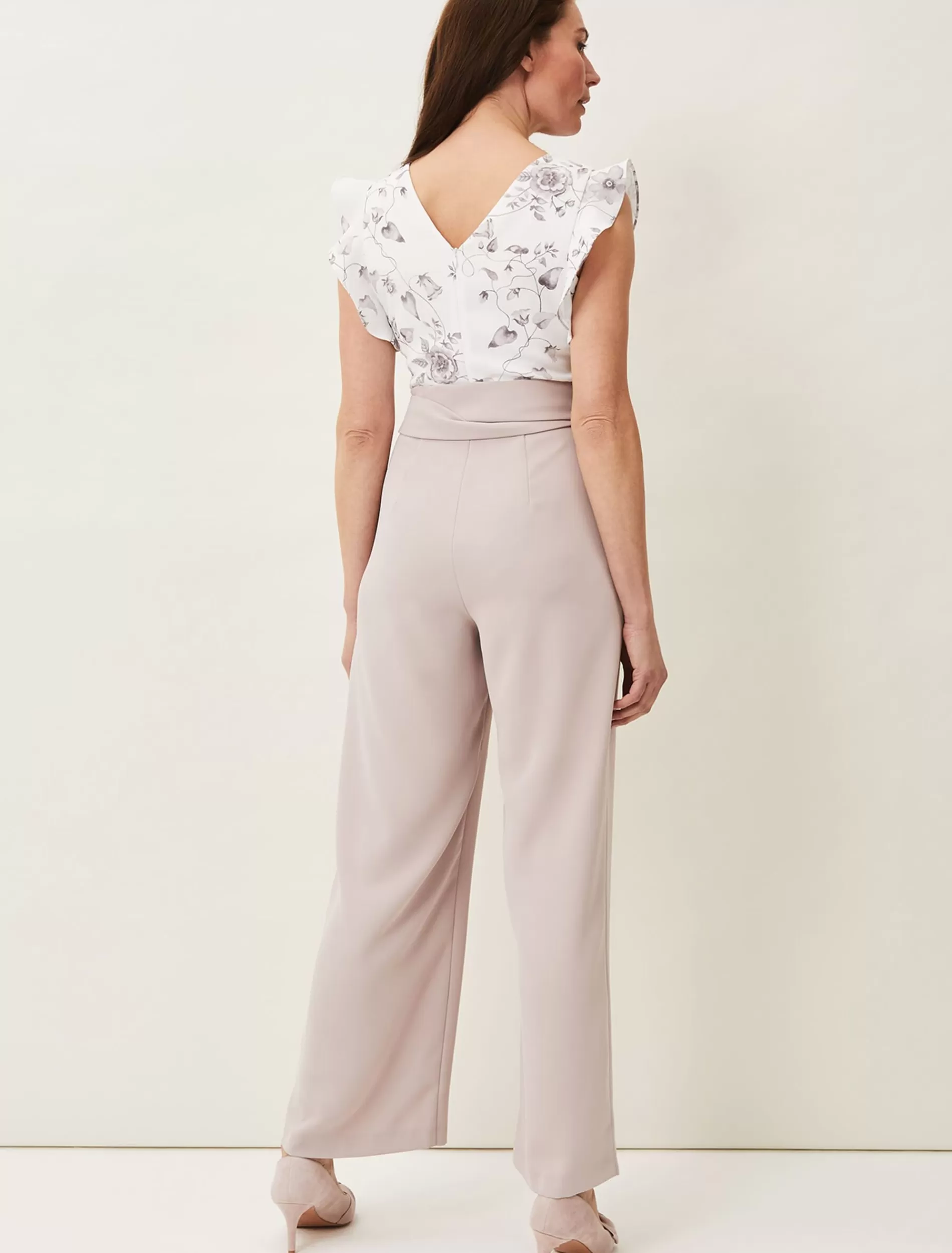 Phase Eight Victoriana Printed Jumpsuit Ivory/Taupe Store