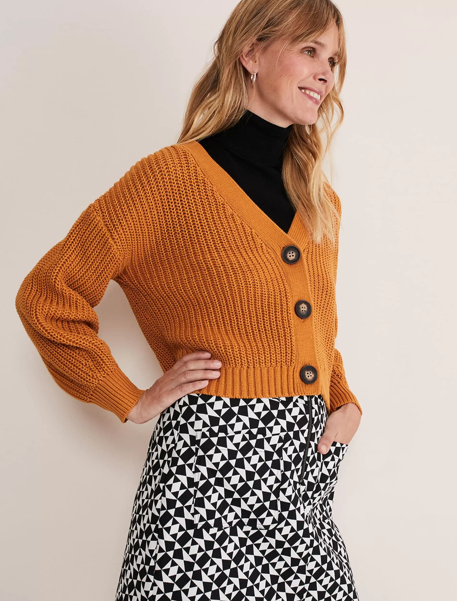 Phase Eight Vika Short Chunky Cardigan Amber Outlet