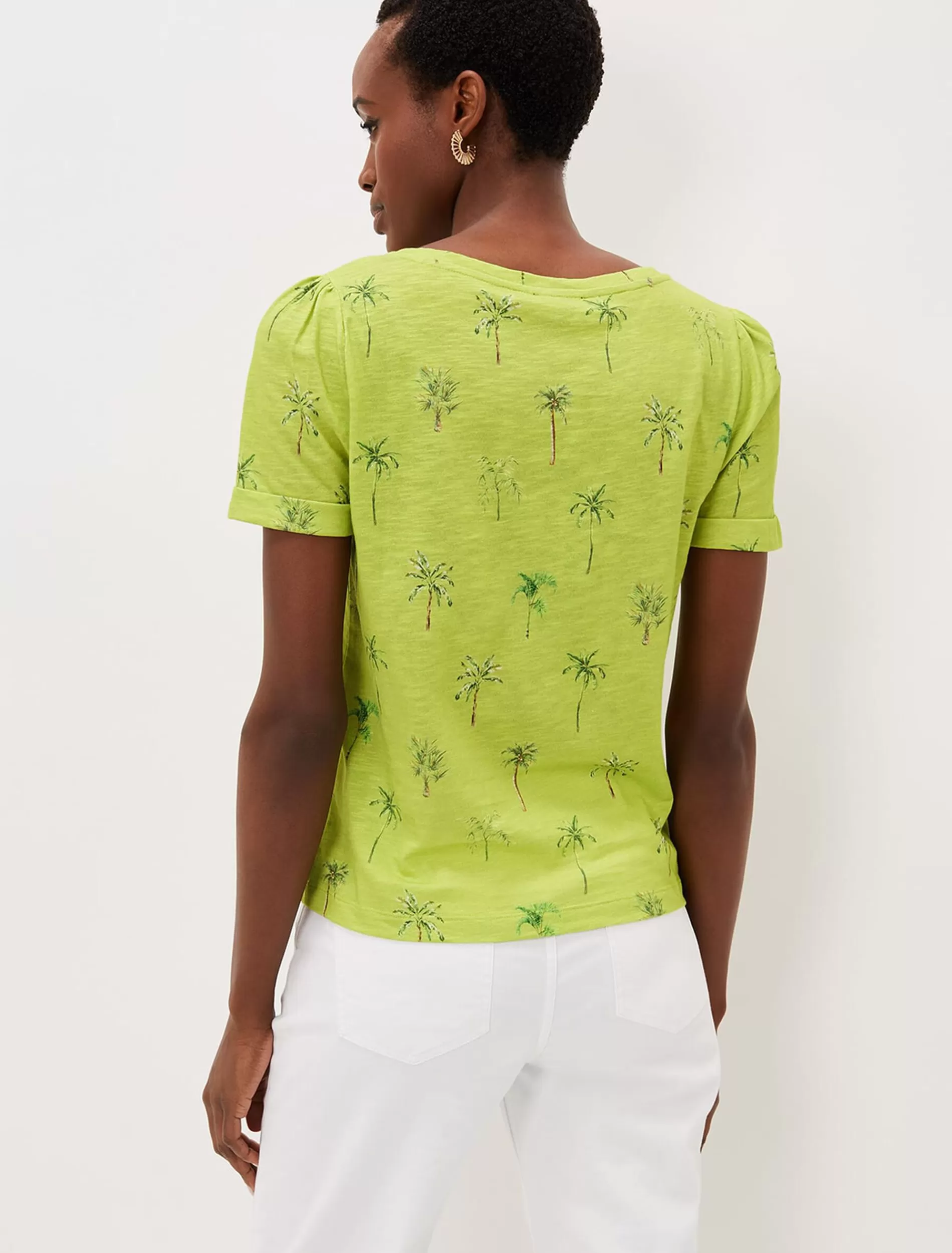 Phase Eight Violeta Cotton Palm Print Top Lime Discount