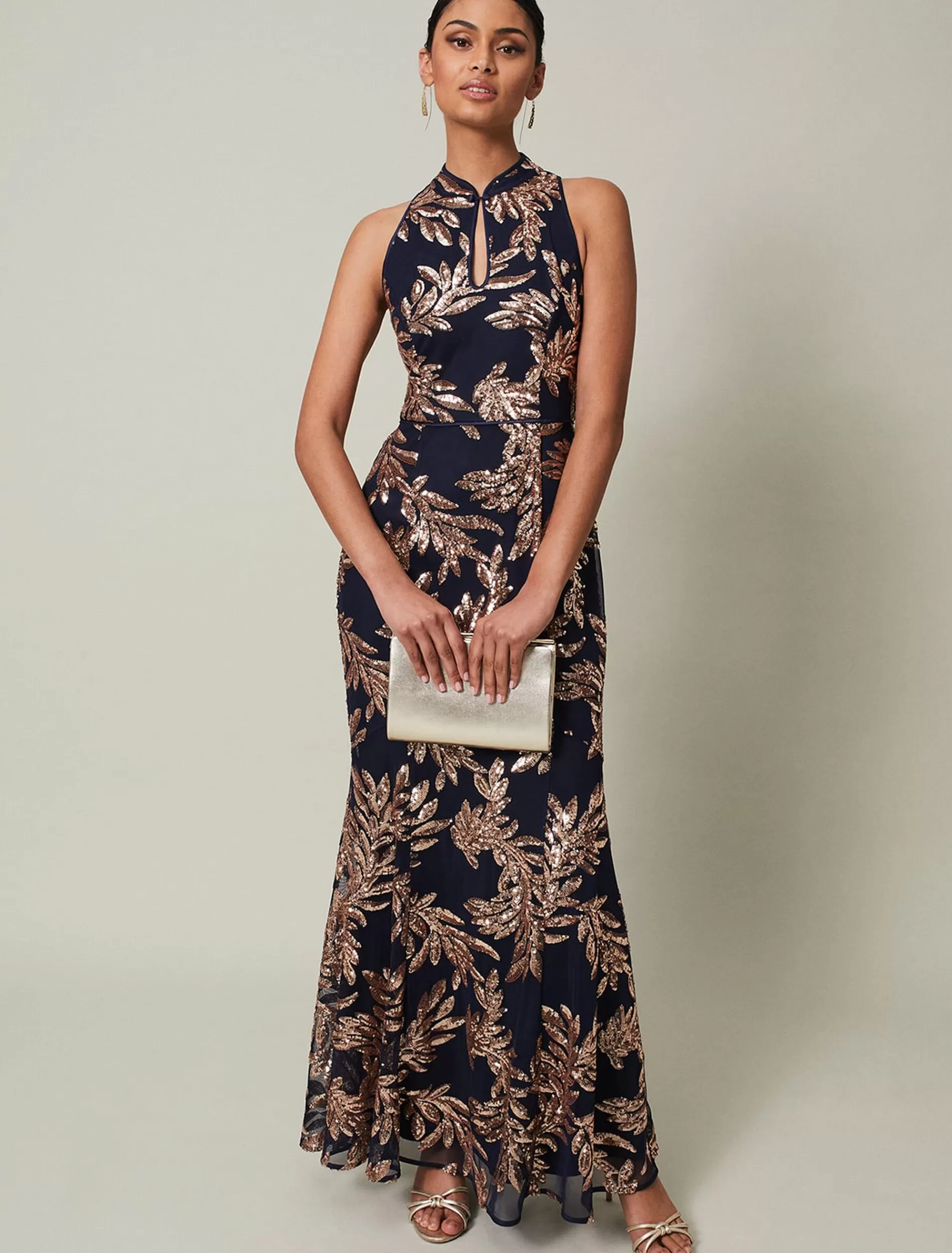 Phase Eight Viviana Sequin Maxi Dress Navy/Gold Cheap