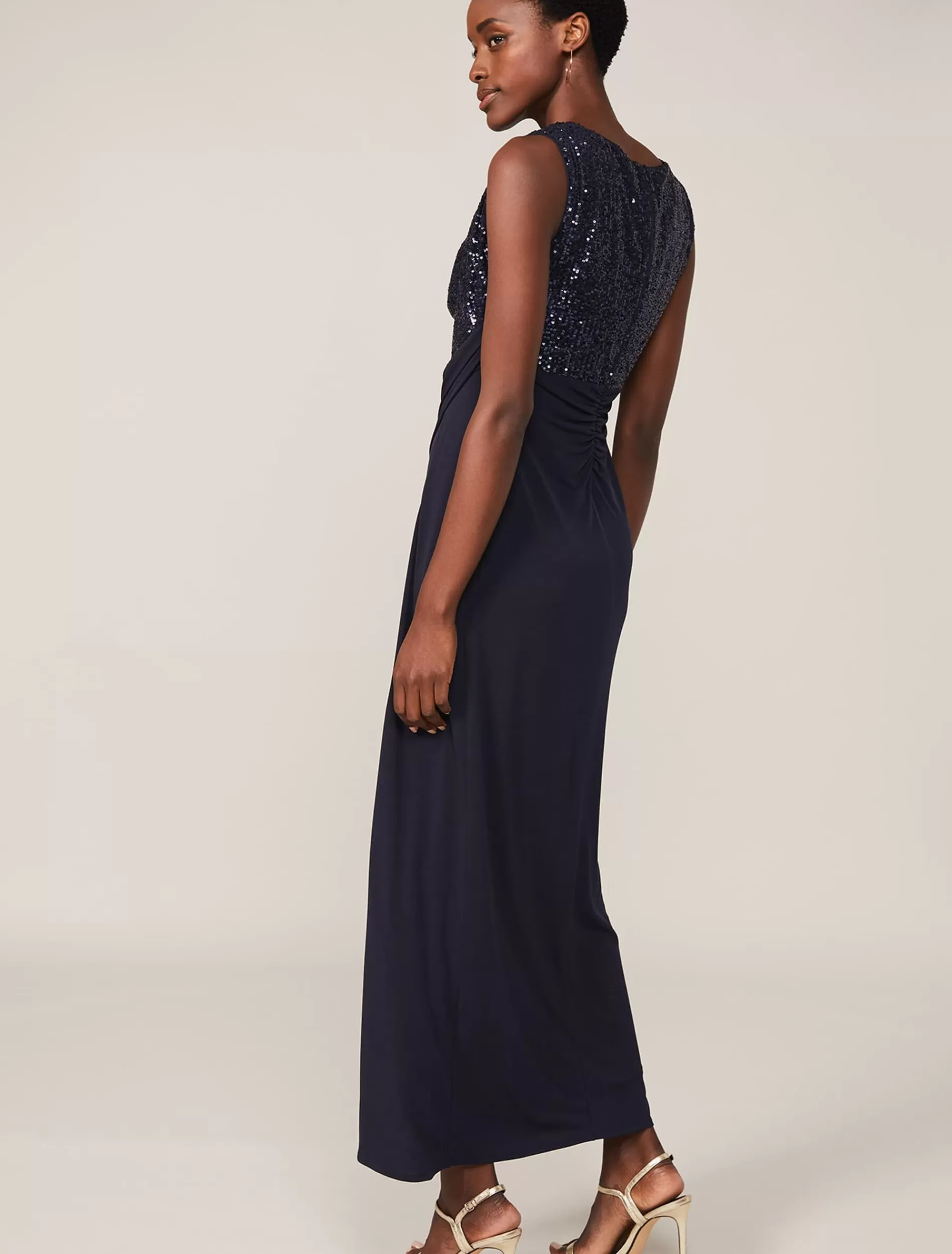Phase Eight Wanda Sequin Cowl Maxi Dress Navy Cheap