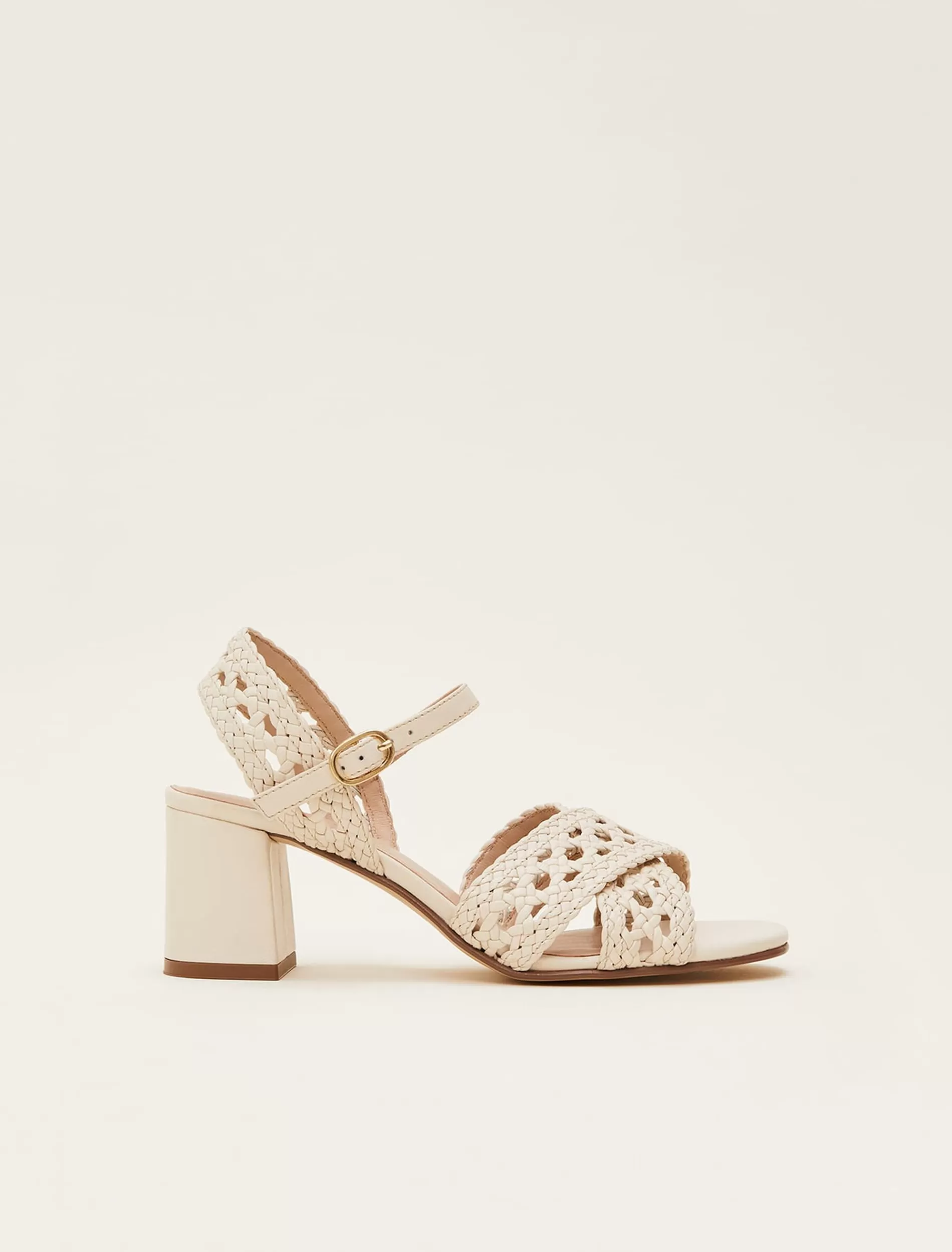 Phase Eight Weave Heeled Sandal Cream Shop