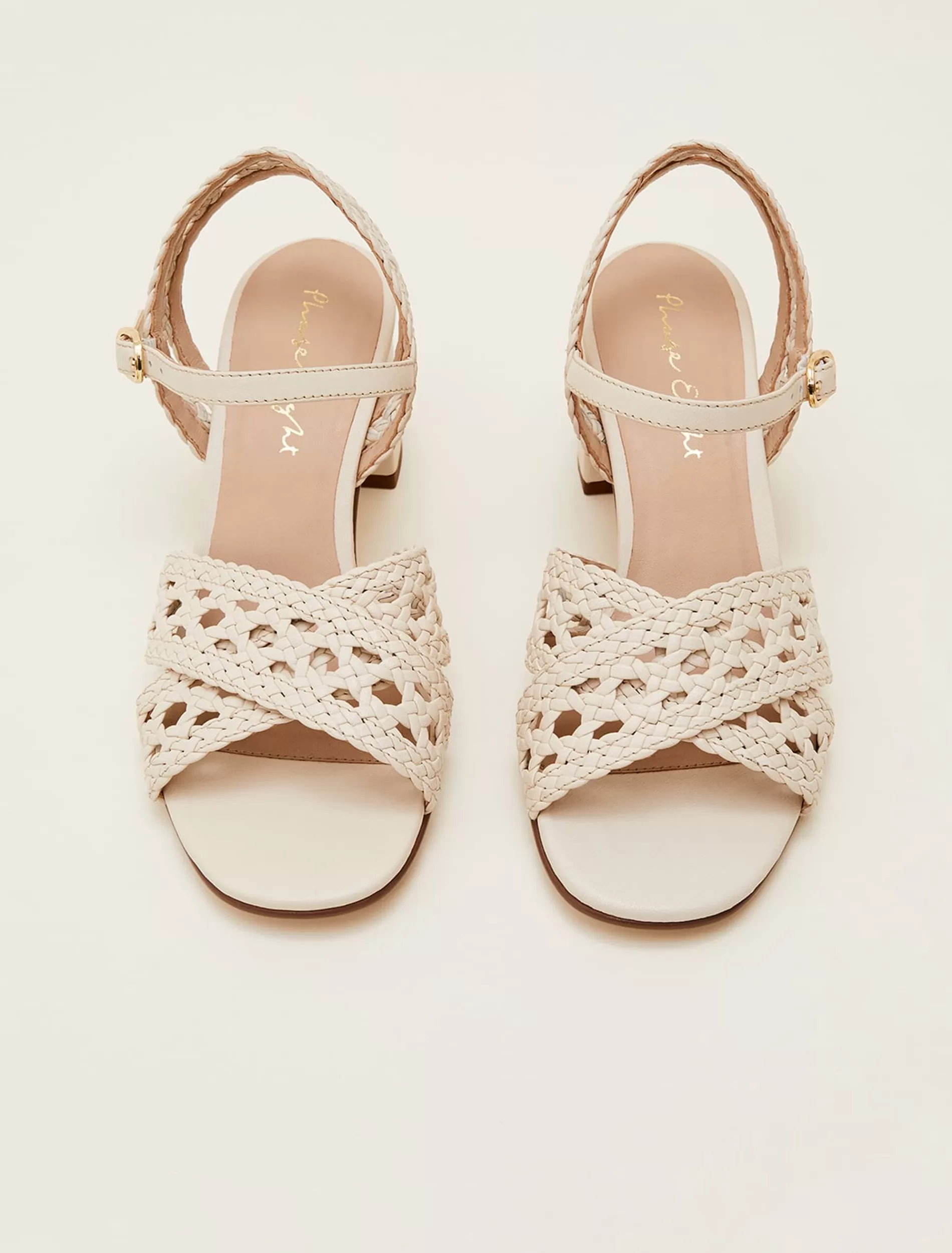 Phase Eight Weave Heeled Sandal Cream Shop