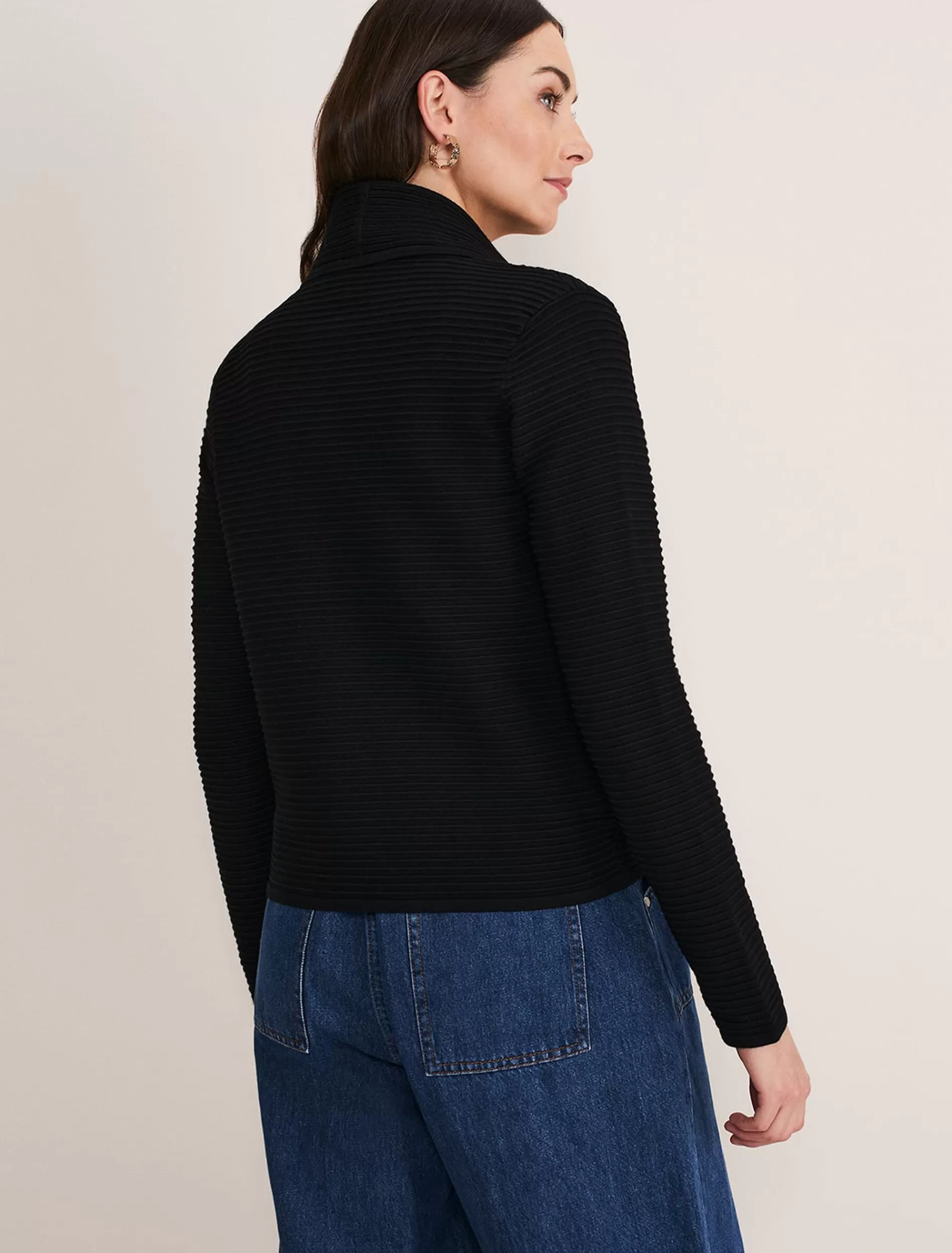 Phase Eight Wendy Ribbed Knit Jacket Black Sale