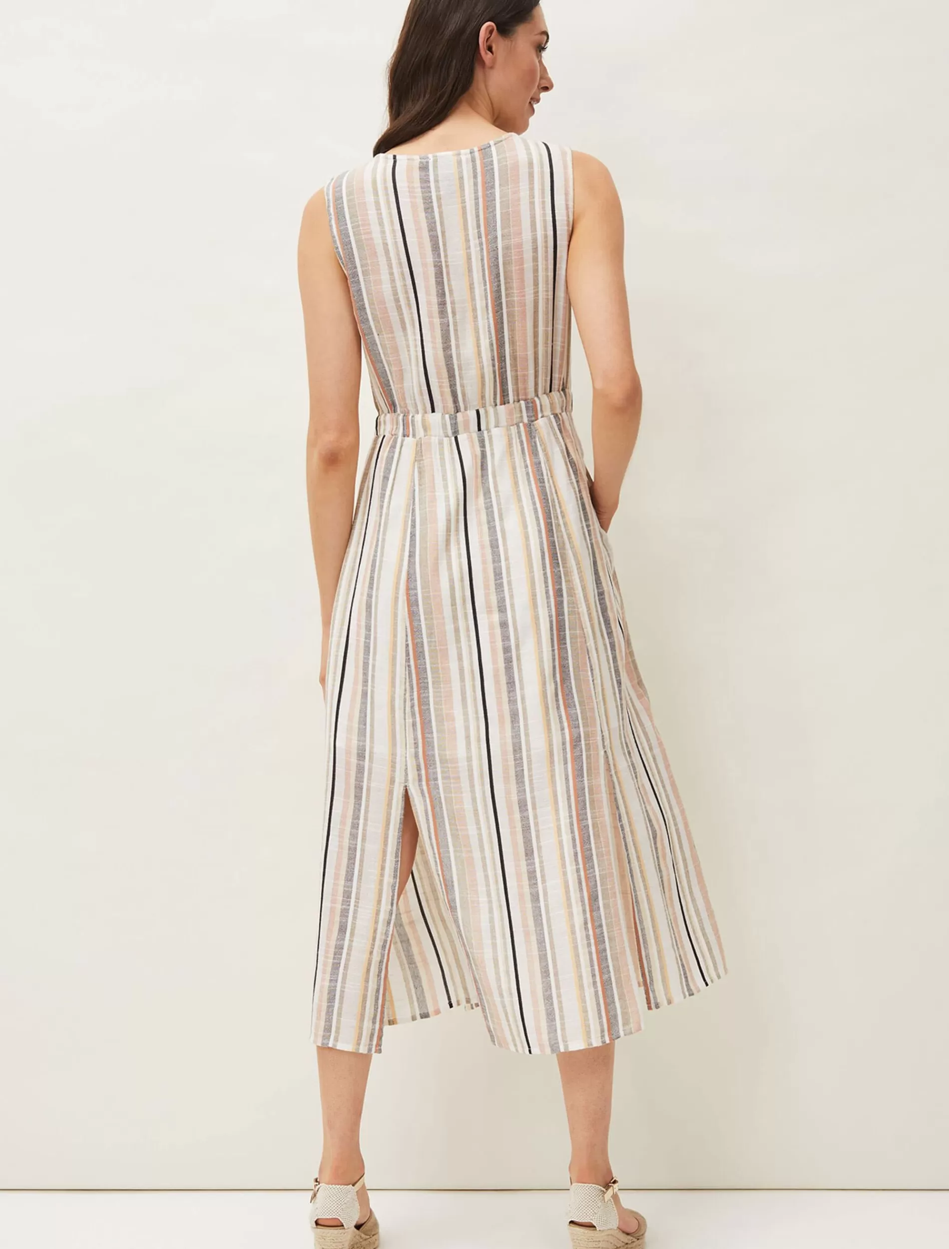 Phase Eight Whitney Stripe Sleeveless Midi Dress Ivory Best Sale