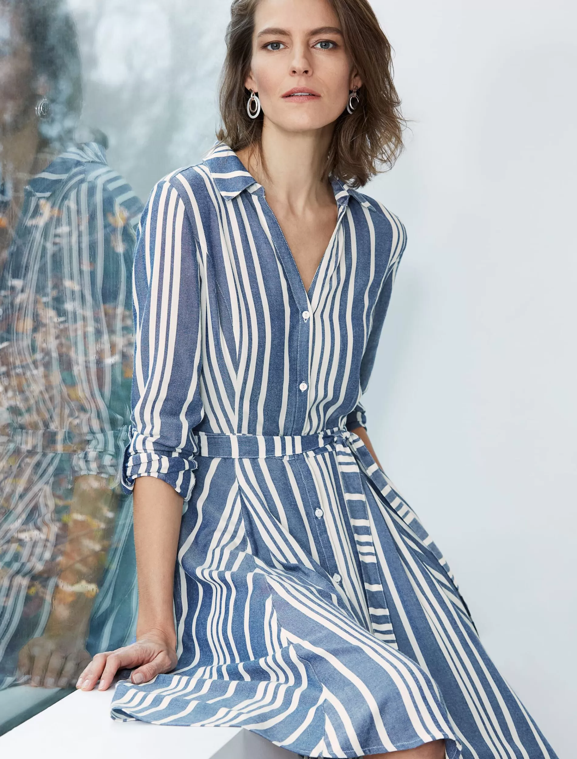 Phase Eight Willa Stripe Dress Navy/Ivory Best
