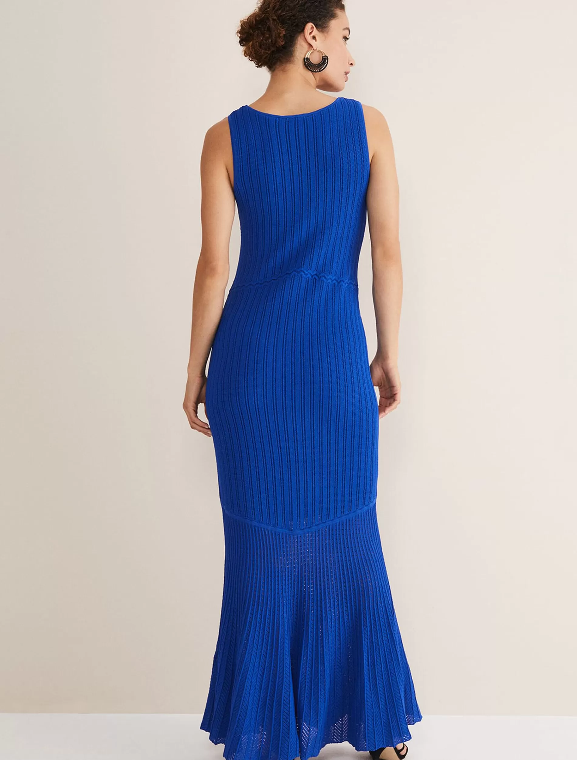 Phase Eight Willow Knitted Maxi Pointelle Dress Cobalt Cheap