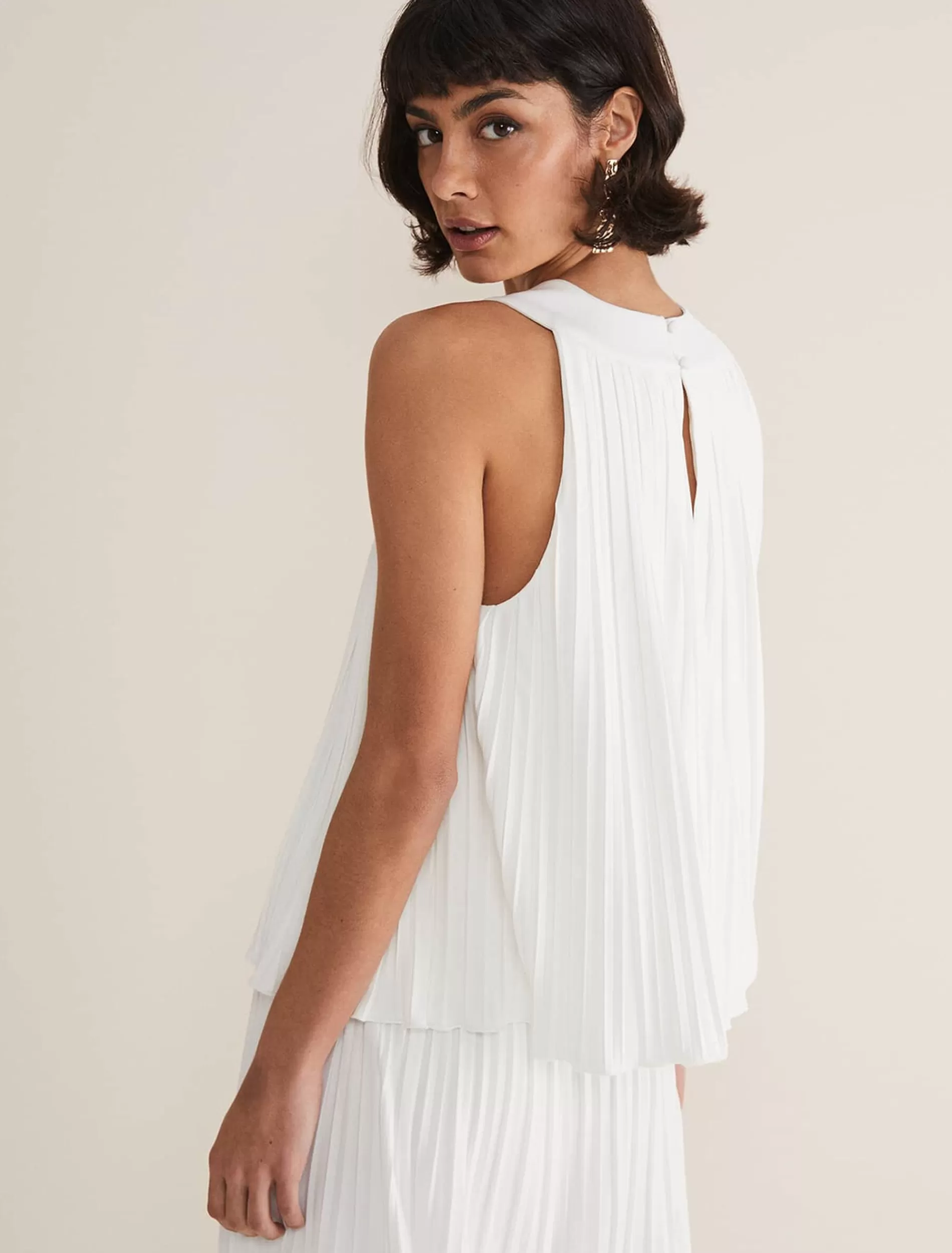 Phase Eight Winona Pleated Top Ivory Clearance