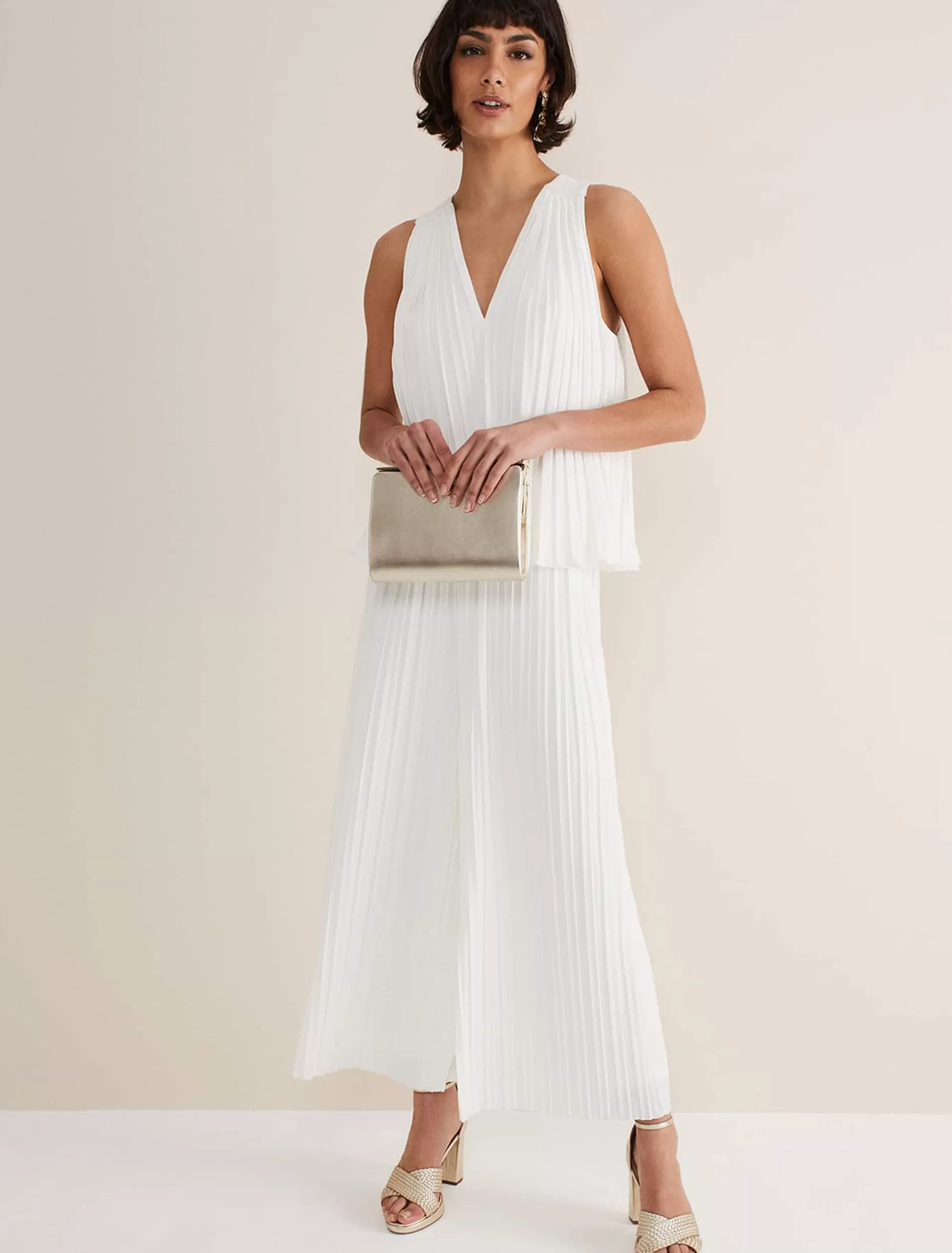 Phase Eight Winona Pleated Trousers Ivory Outlet