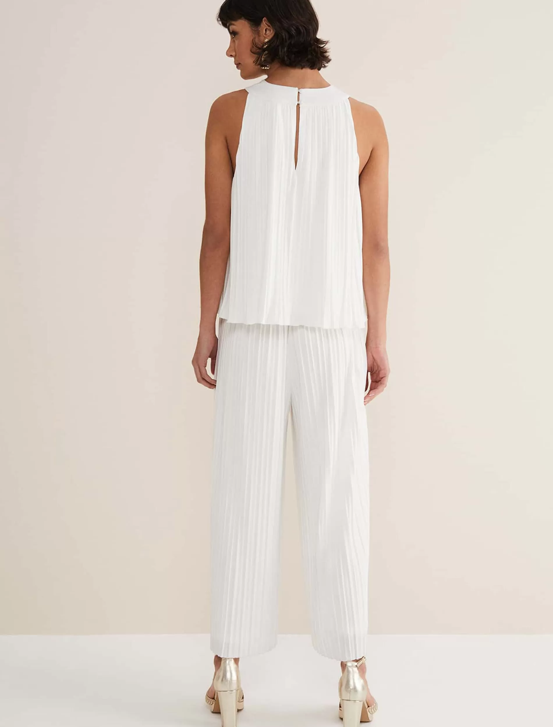 Phase Eight Winona Pleated Trousers Ivory Outlet