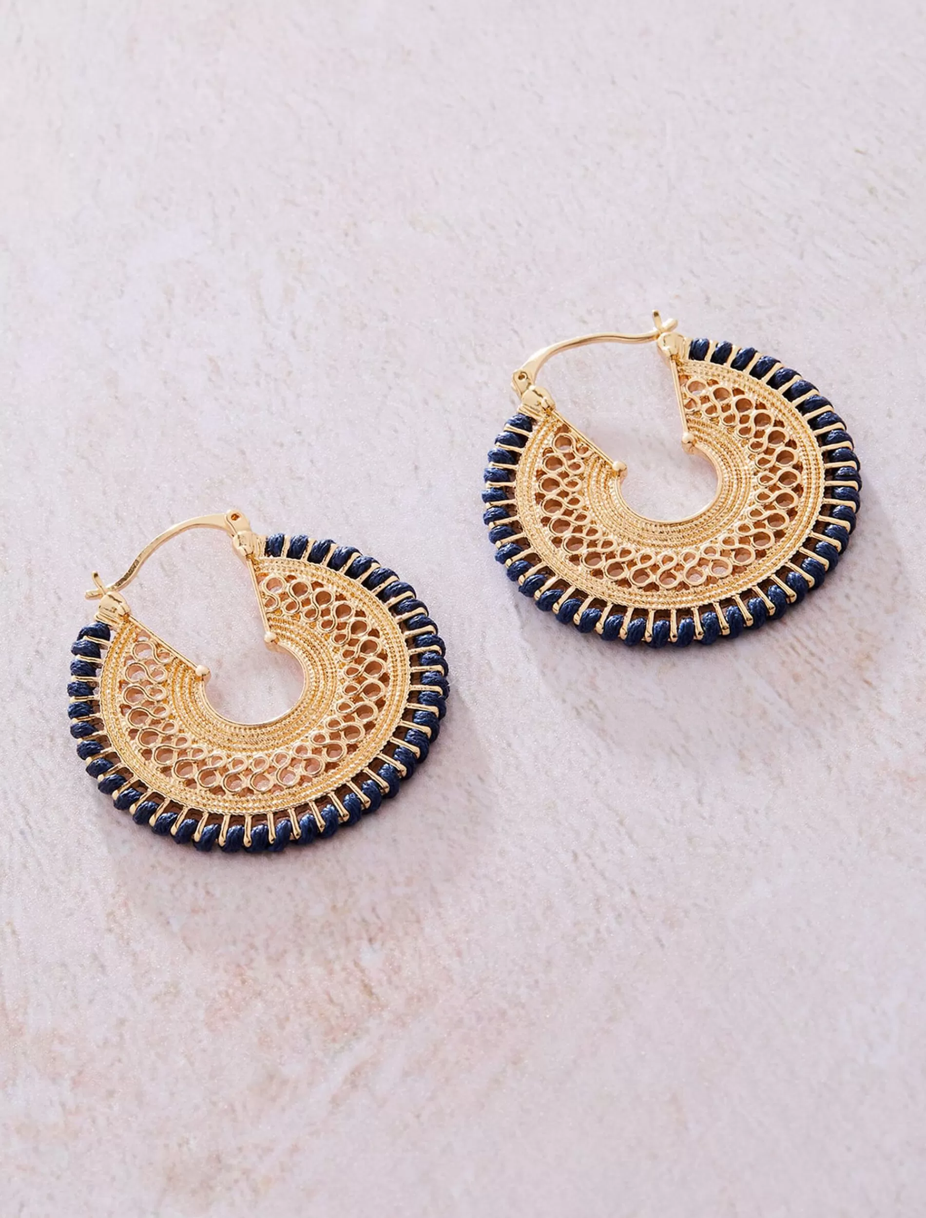 Phase Eight Woven Edge Hoop Earring Gold Cheap
