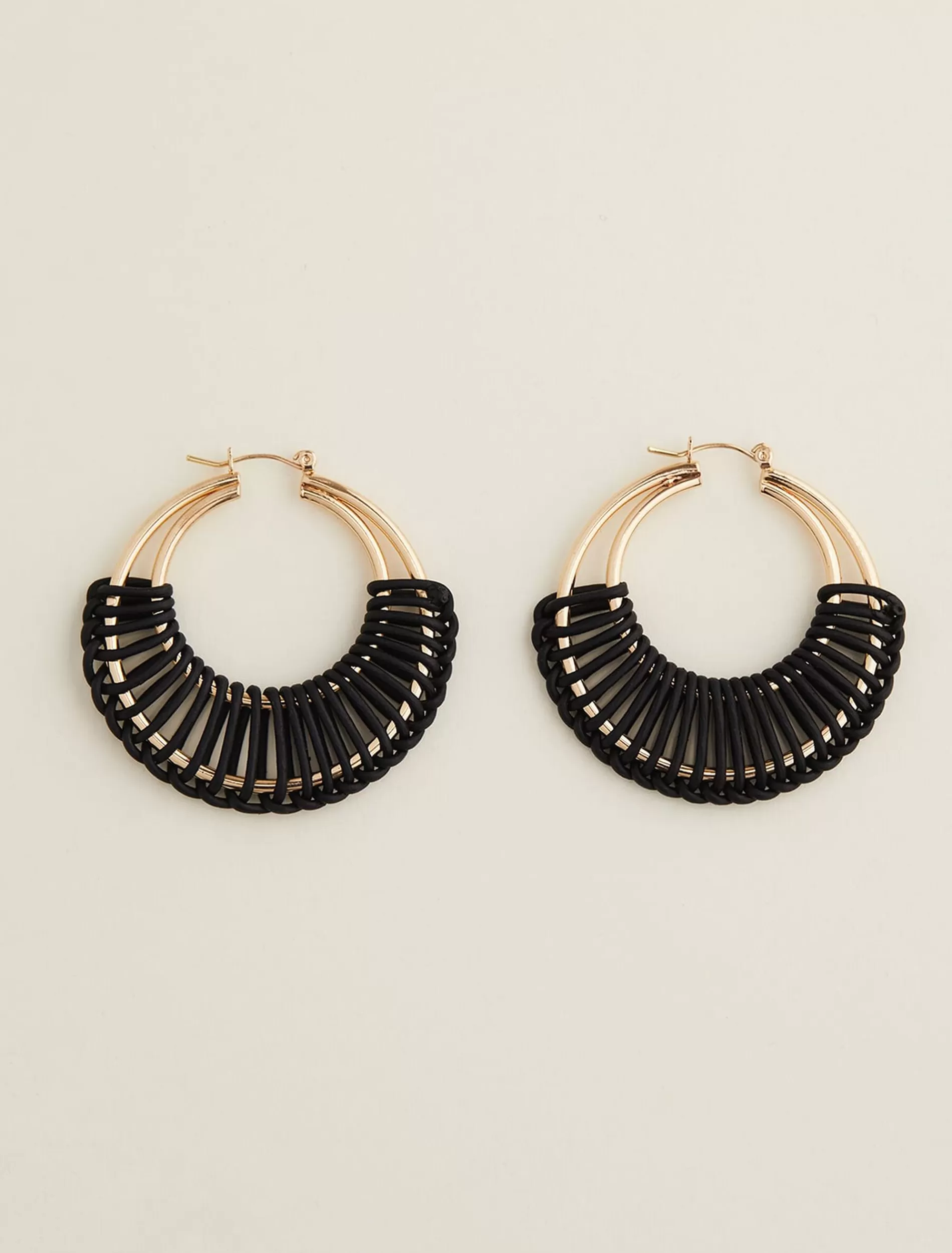Phase Eight Woven Hoop Earrings Black Flash Sale
