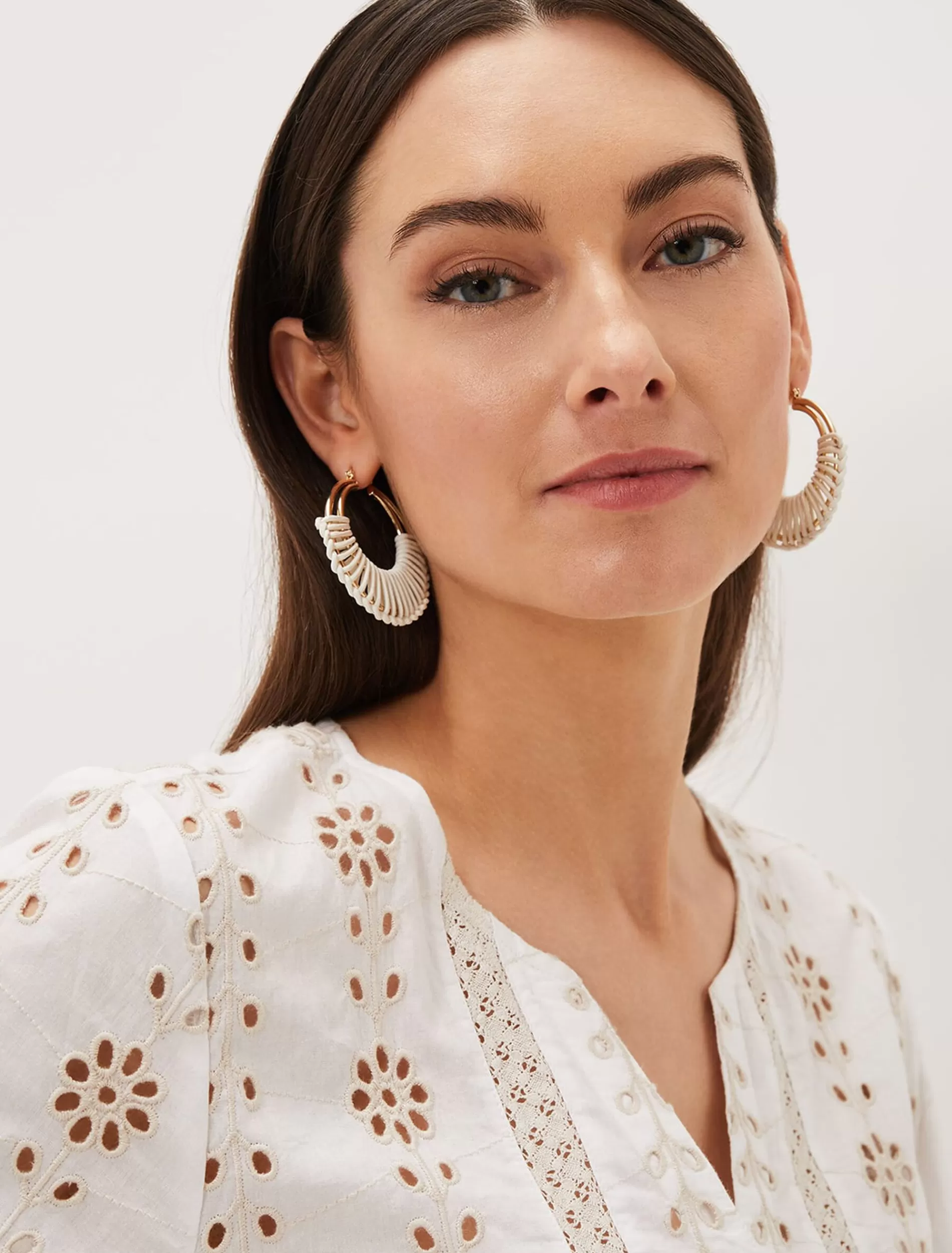 Phase Eight Woven Hoop Earrings White Flash Sale