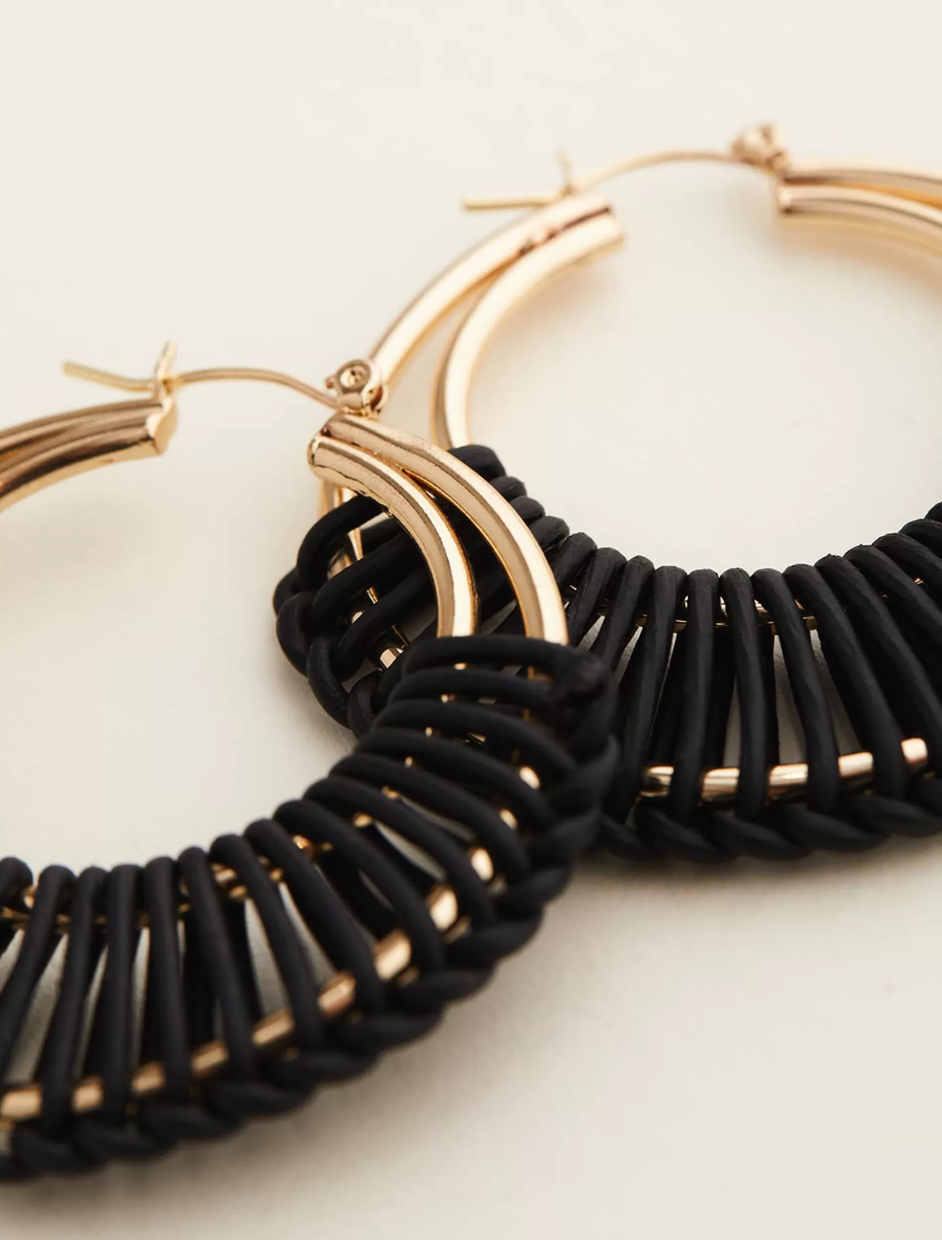 Phase Eight Woven Hoop Earrings Black Flash Sale
