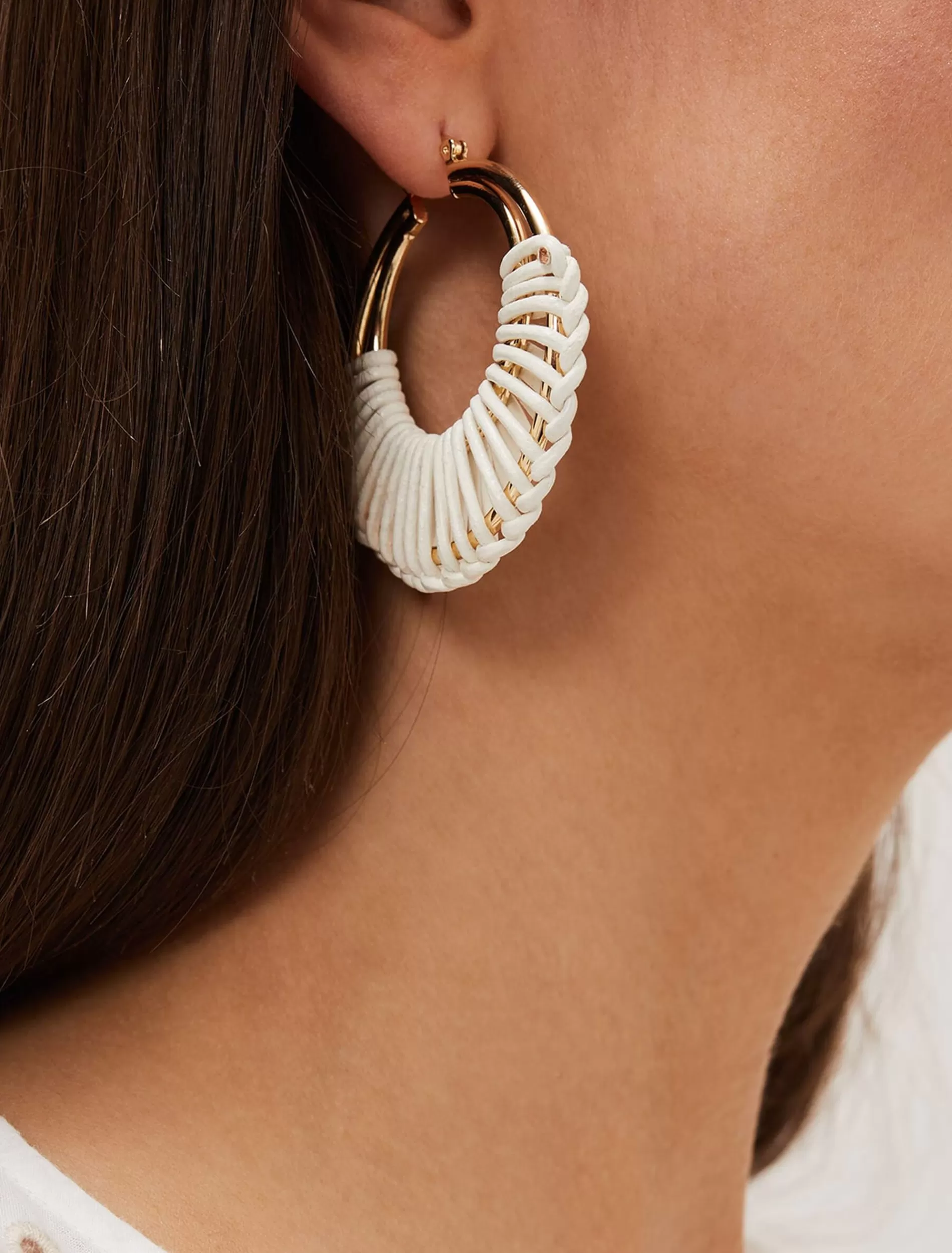 Phase Eight Woven Hoop Earrings White Flash Sale