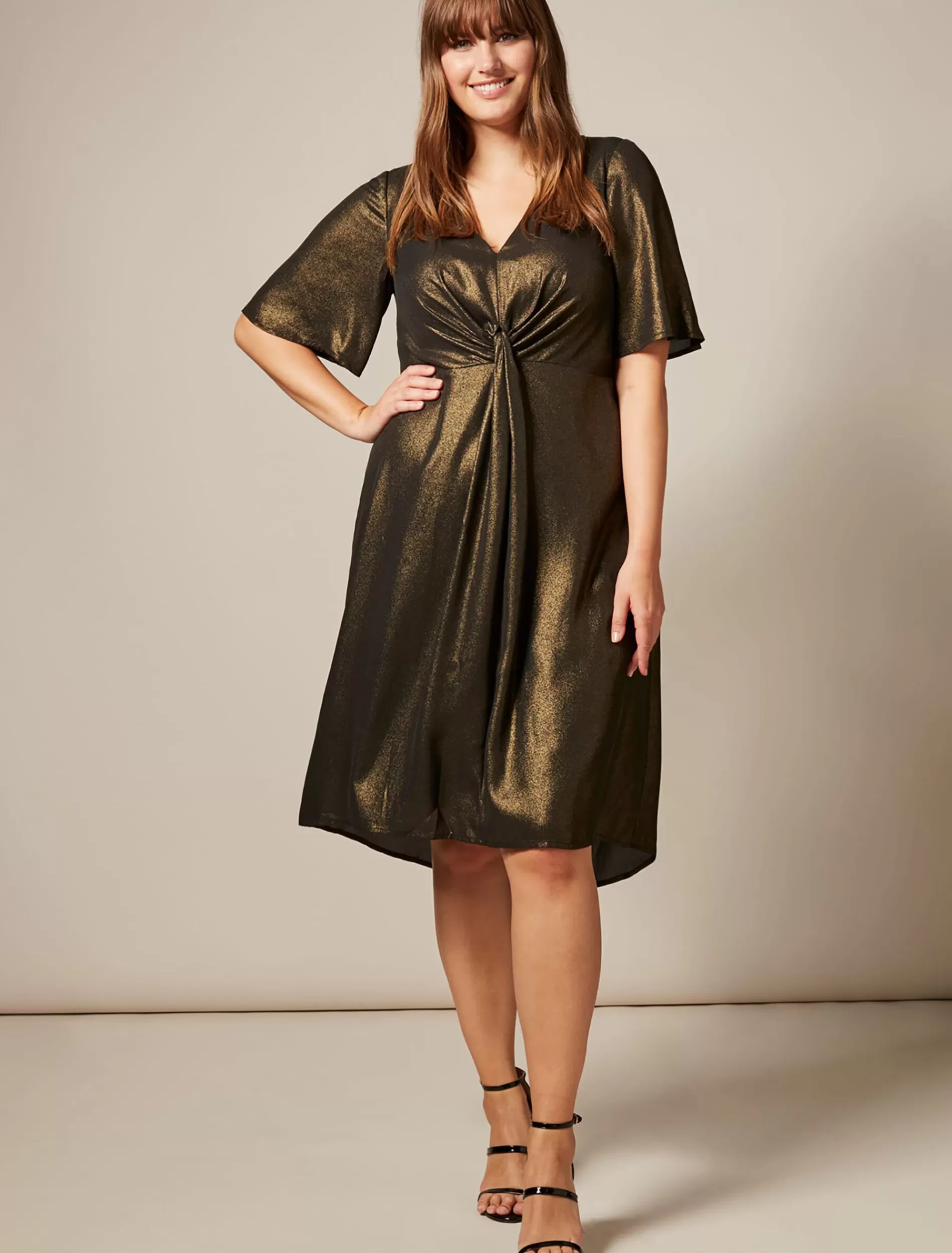 Phase Eight Wren Knot Dress Gold Hot