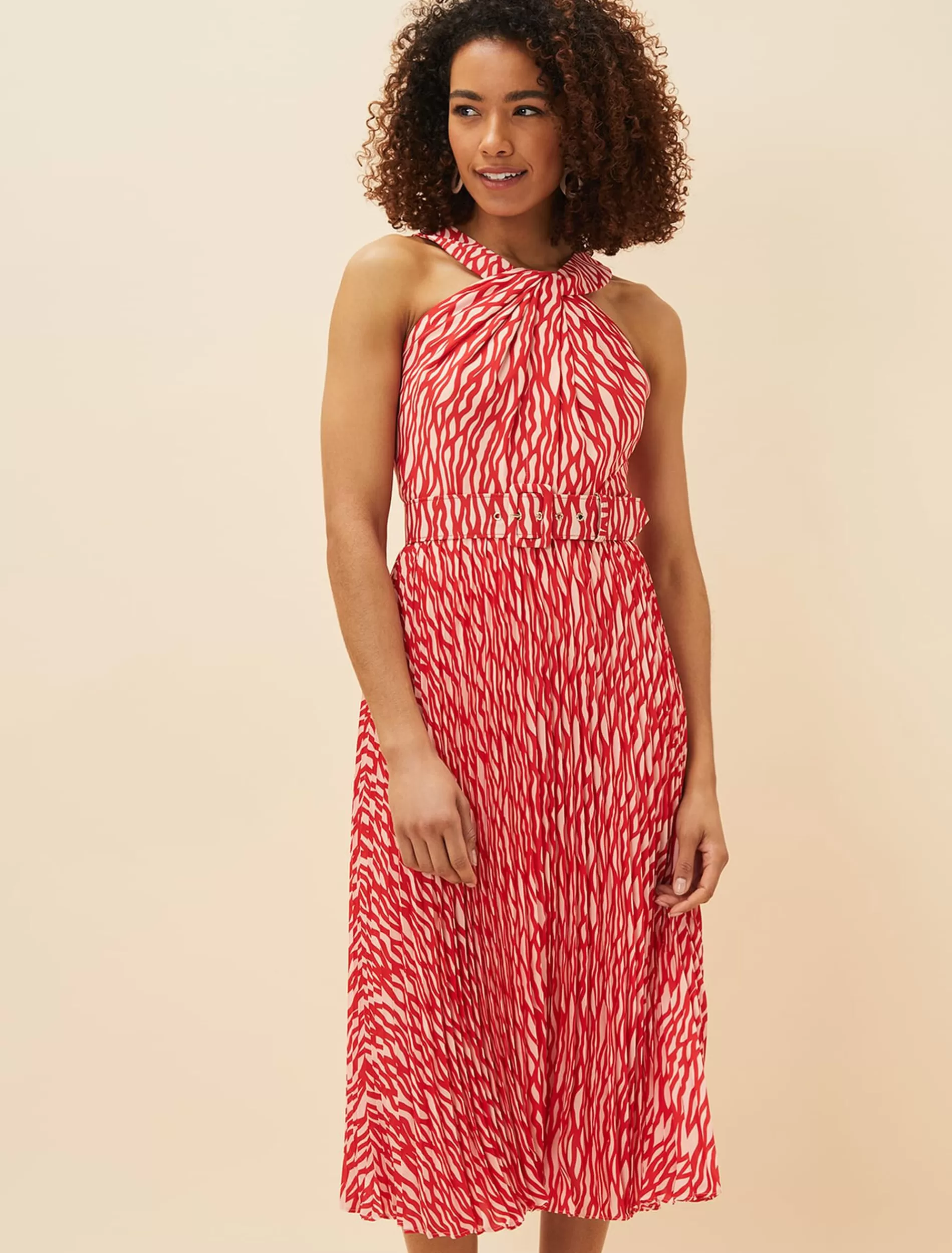 Phase Eight Yas Abstract Print Halterneck Dress Red/Nude Cheap