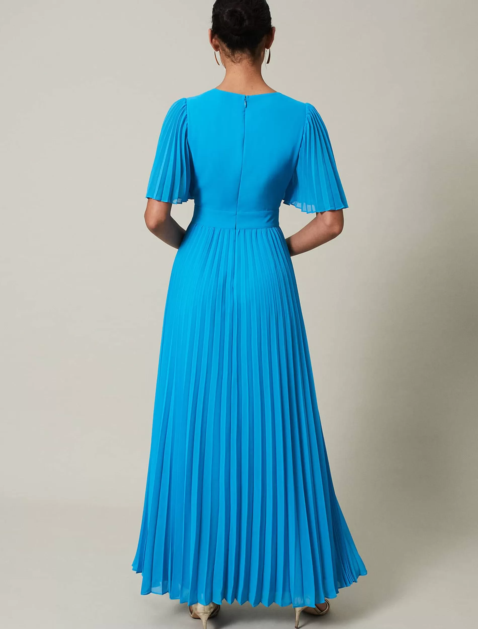 Phase Eight Yasmina Pleated Maxi Dress Aquamarine Outlet